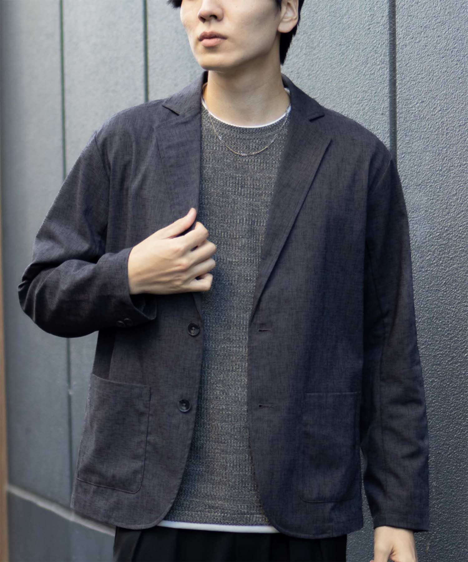NAVY メランジレイヤーTシャツ メンズ