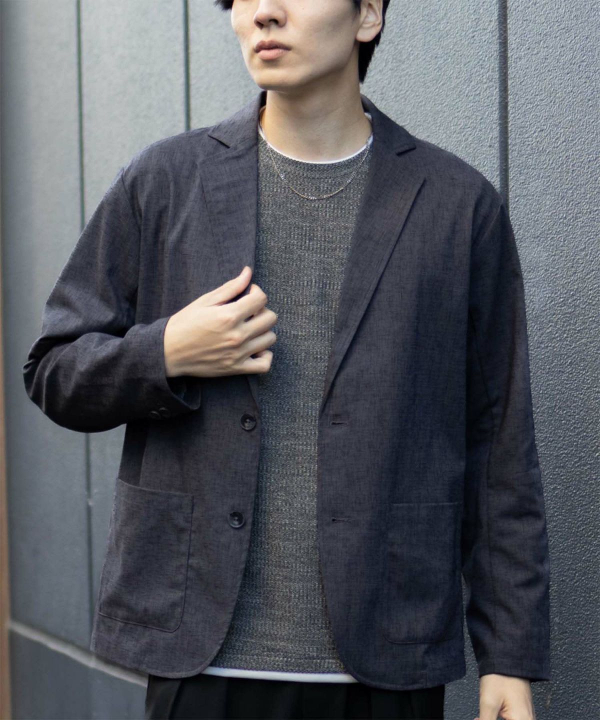 NAVY メランジレイヤーTシャツ メンズ