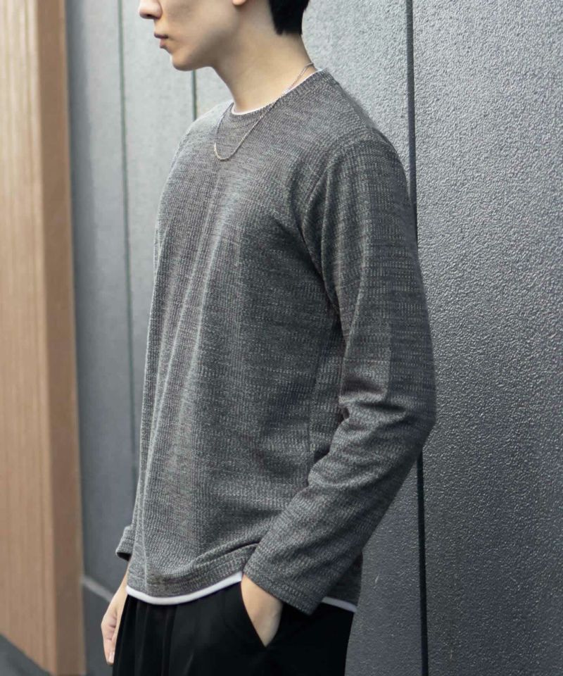 NAVY  メランジレイヤーTシャツ メンズ商品画像-7