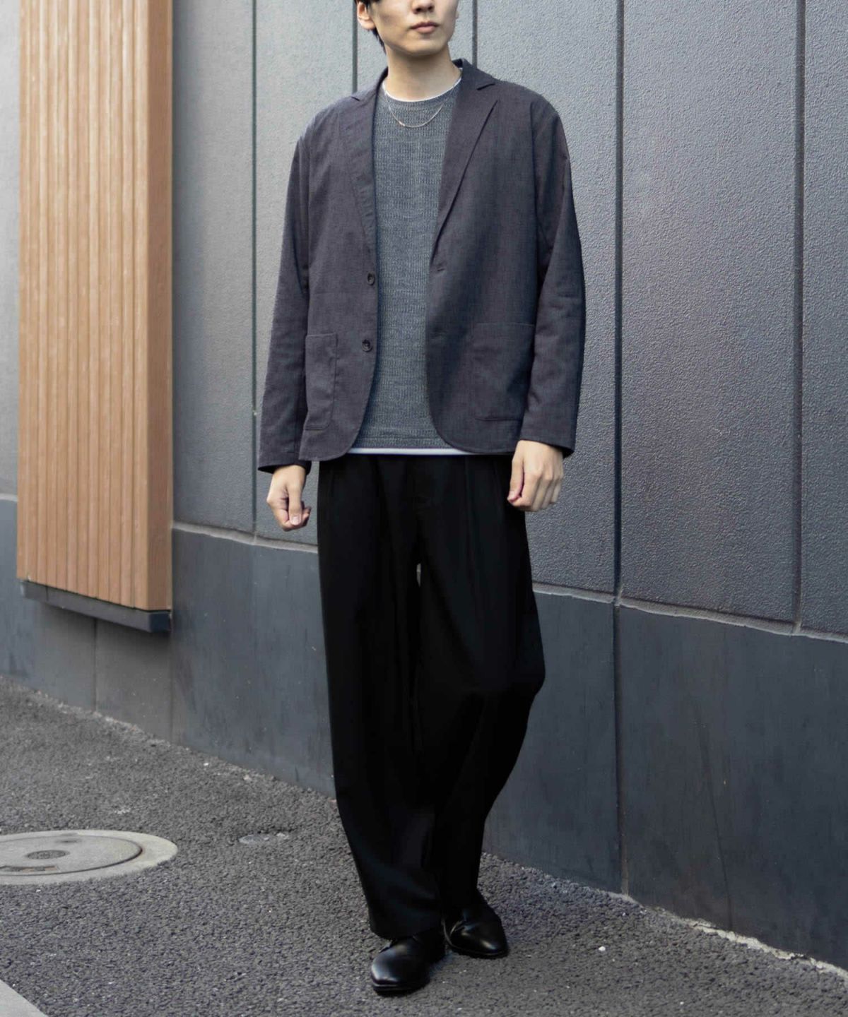 NAVY メランジレイヤーTシャツ メンズ