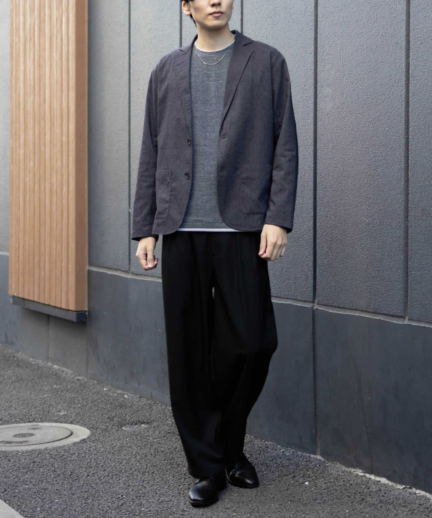 NAVY メランジレイヤーTシャツ メンズ