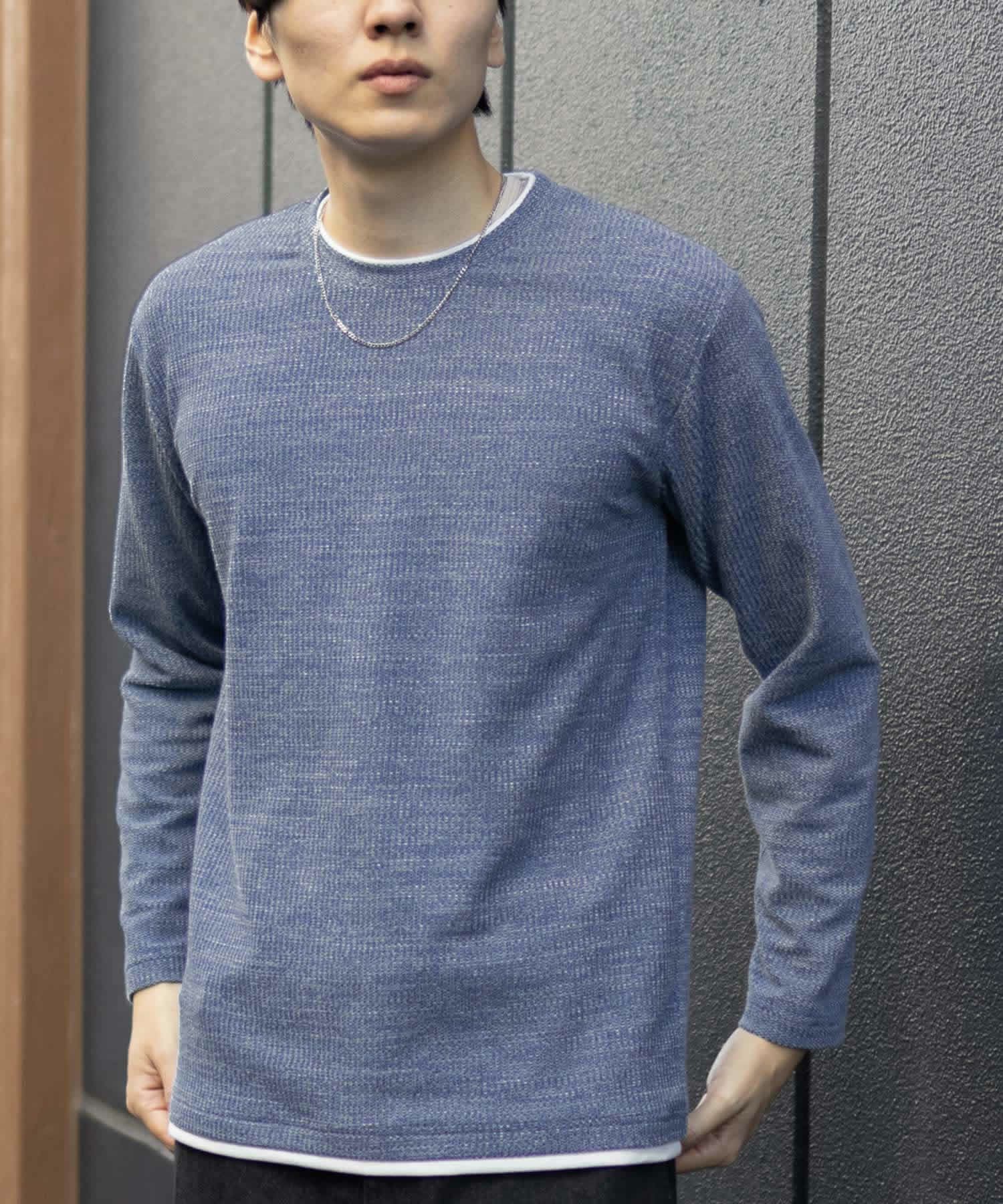 NAVY メランジレイヤーTシャツ メンズ