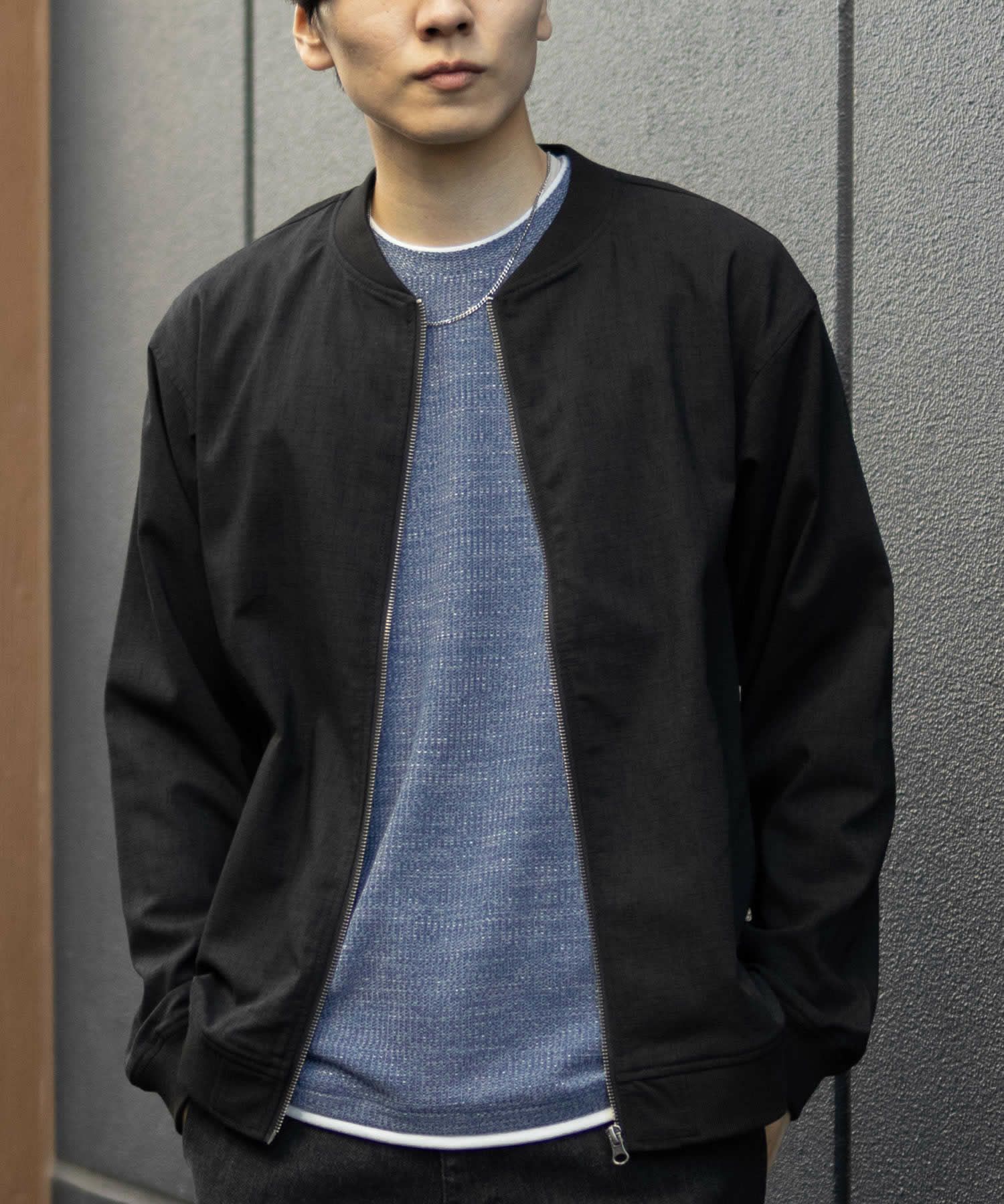 NAVY メランジレイヤーTシャツ メンズ