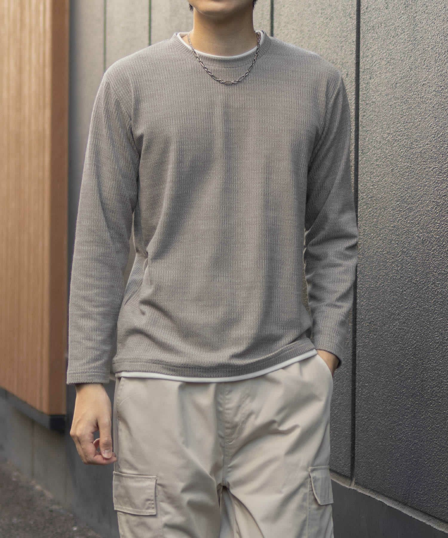 NAVY メランジレイヤーTシャツ メンズ