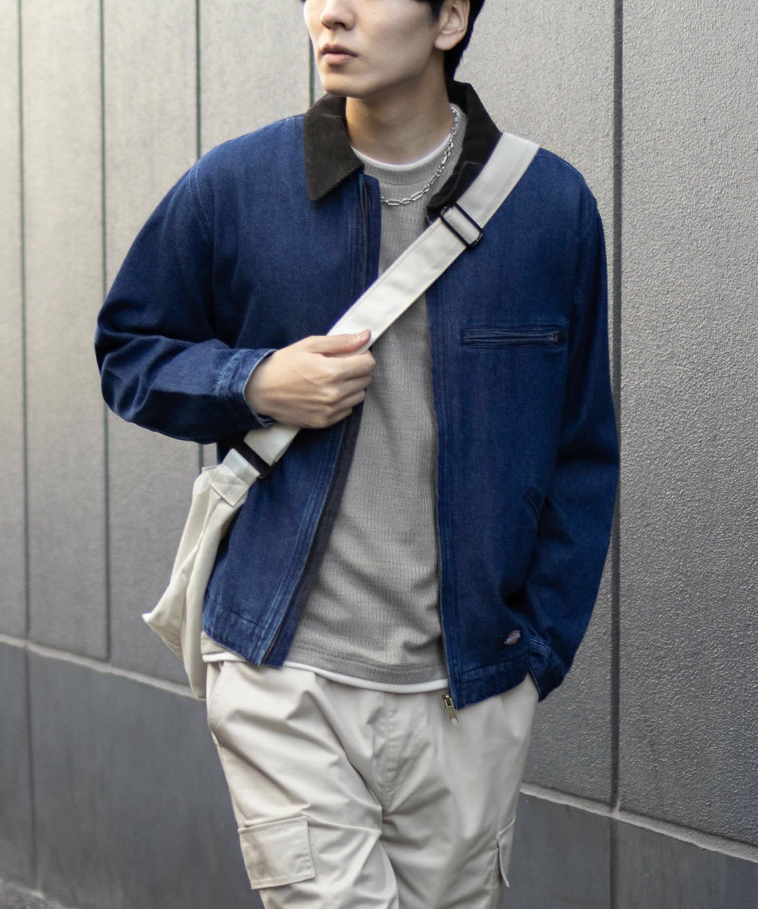 NAVY メランジレイヤーTシャツ メンズ