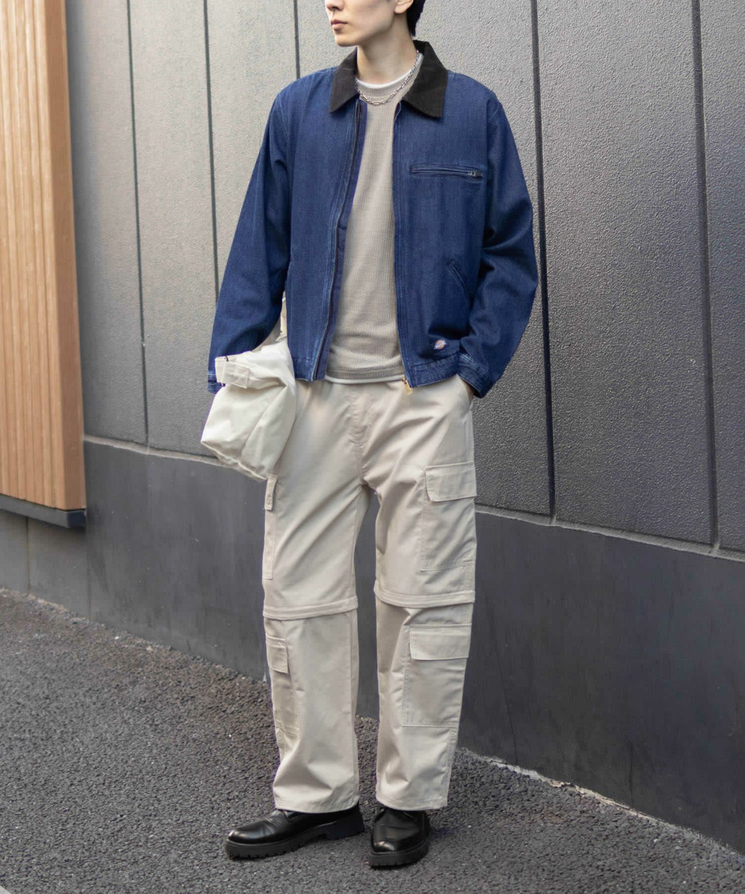 NAVY メランジレイヤーTシャツ メンズ