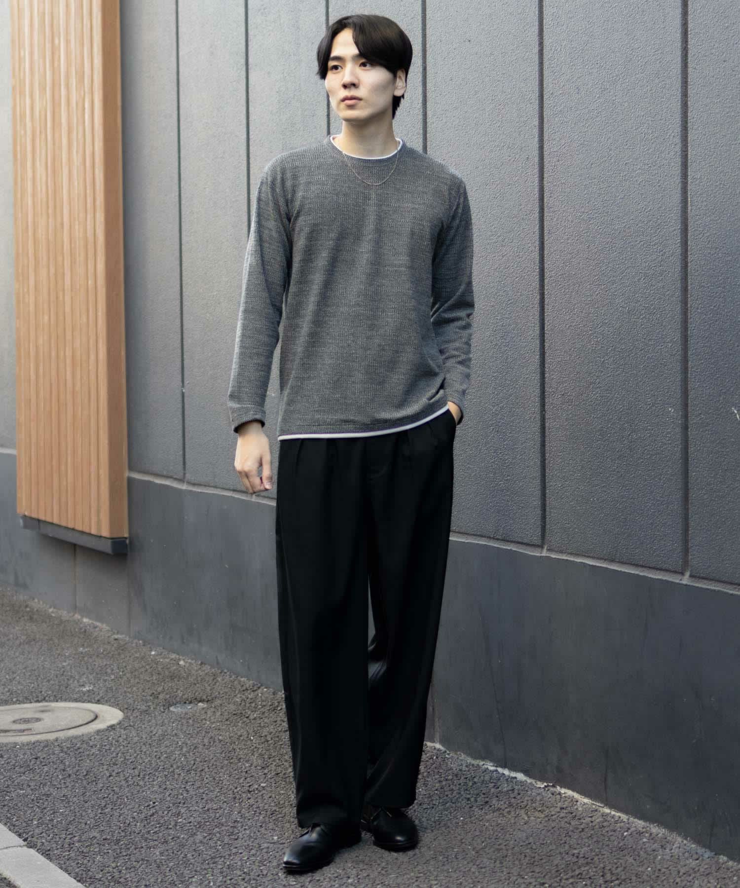 NAVY メランジレイヤーTシャツ メンズ