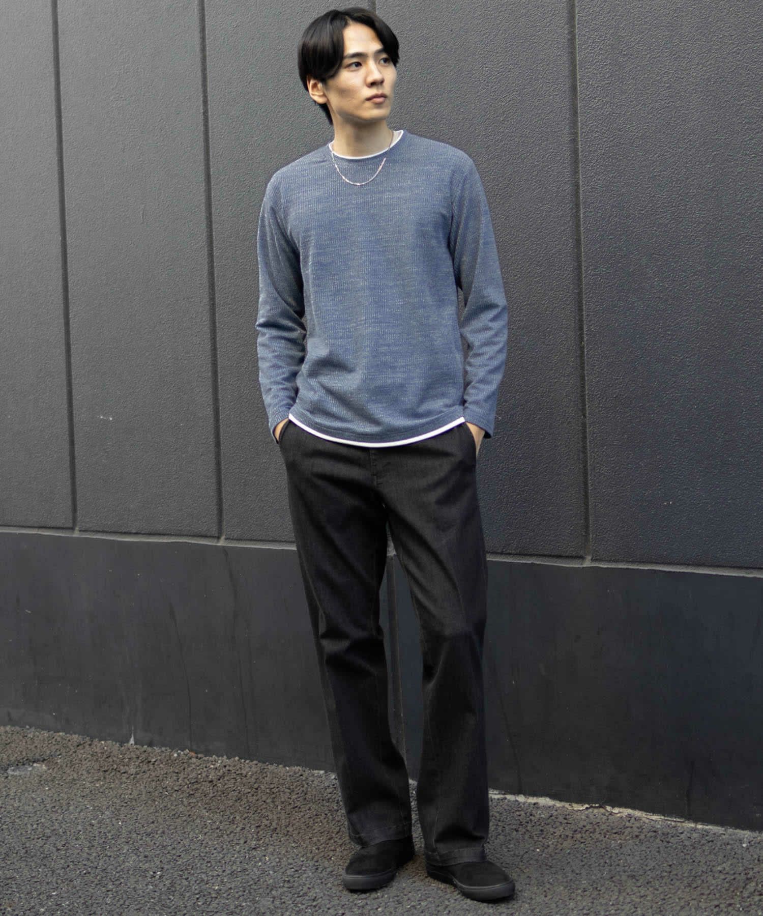 NAVY メランジレイヤーTシャツ メンズ
