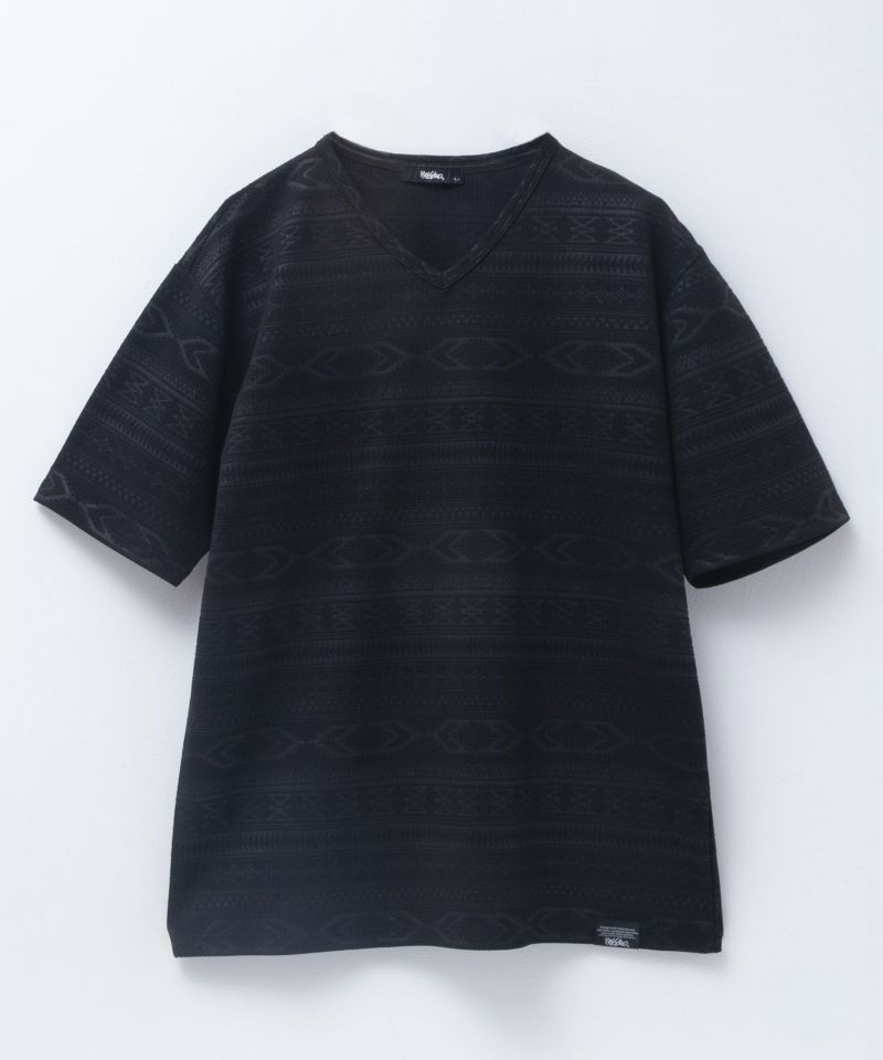 MOSSIMO  オルテガ柄ジャガードVネックTシャツ メンズ メール便 対応商品商品画像-1