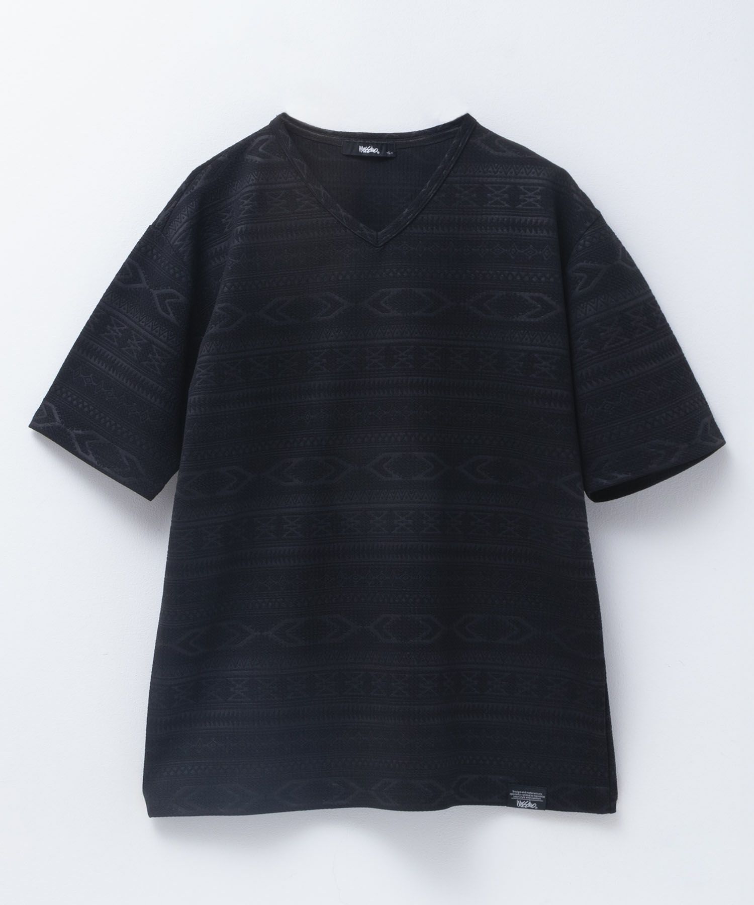 MOSSIMO オルテガ柄ジャガードVネックTシャツ メンズ ネコポス 対応商品