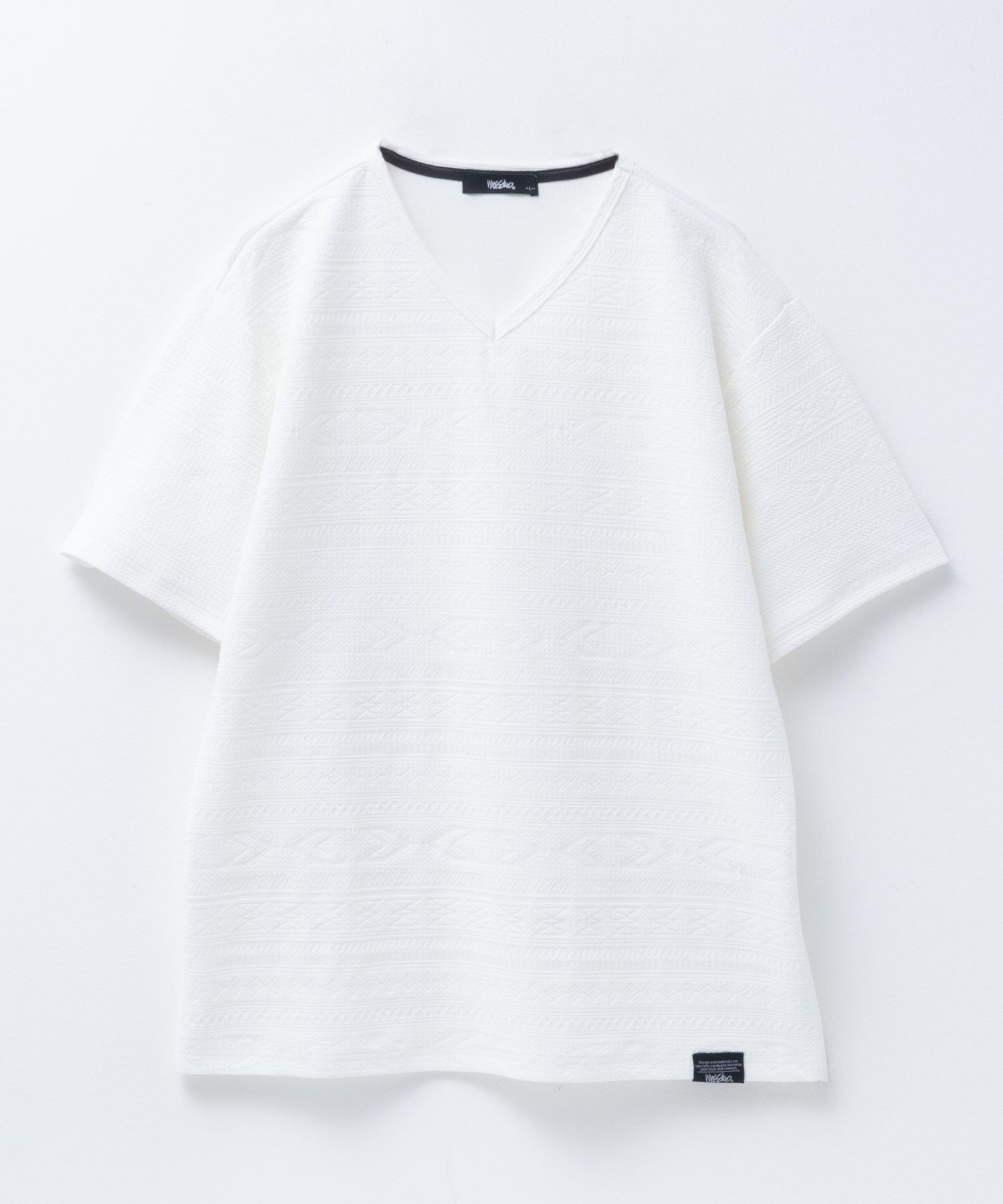 MOSSIMO オルテガ柄ジャガードVネックTシャツ メンズ ネコポス 対応商品