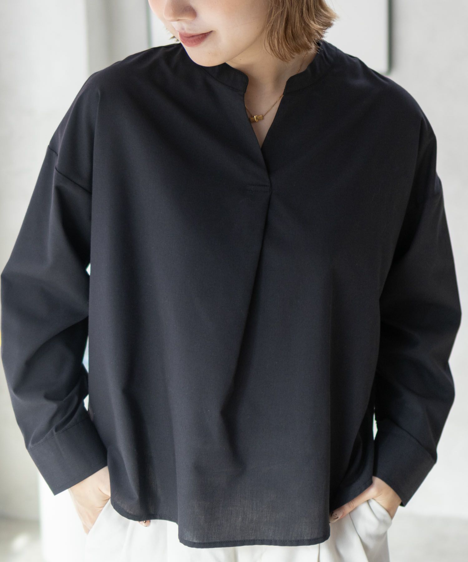 nAvy スキッパーブラウス レディース