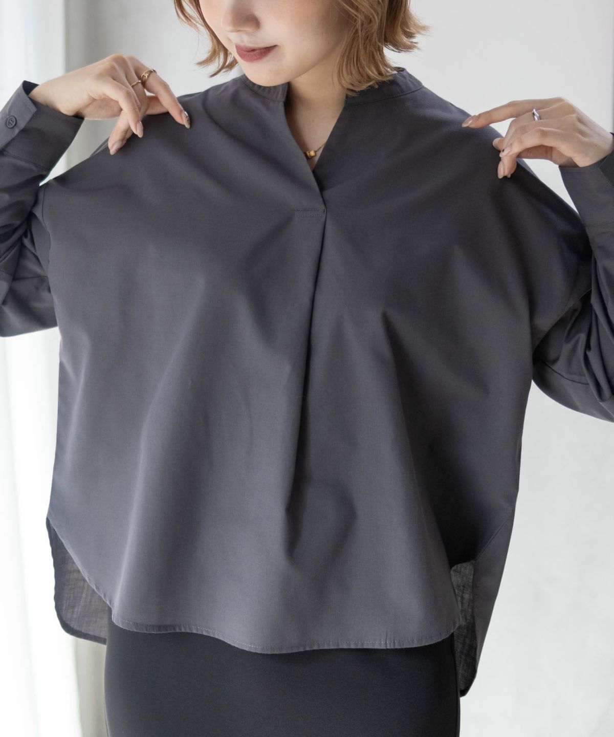 nAvy スキッパーブラウス レディース