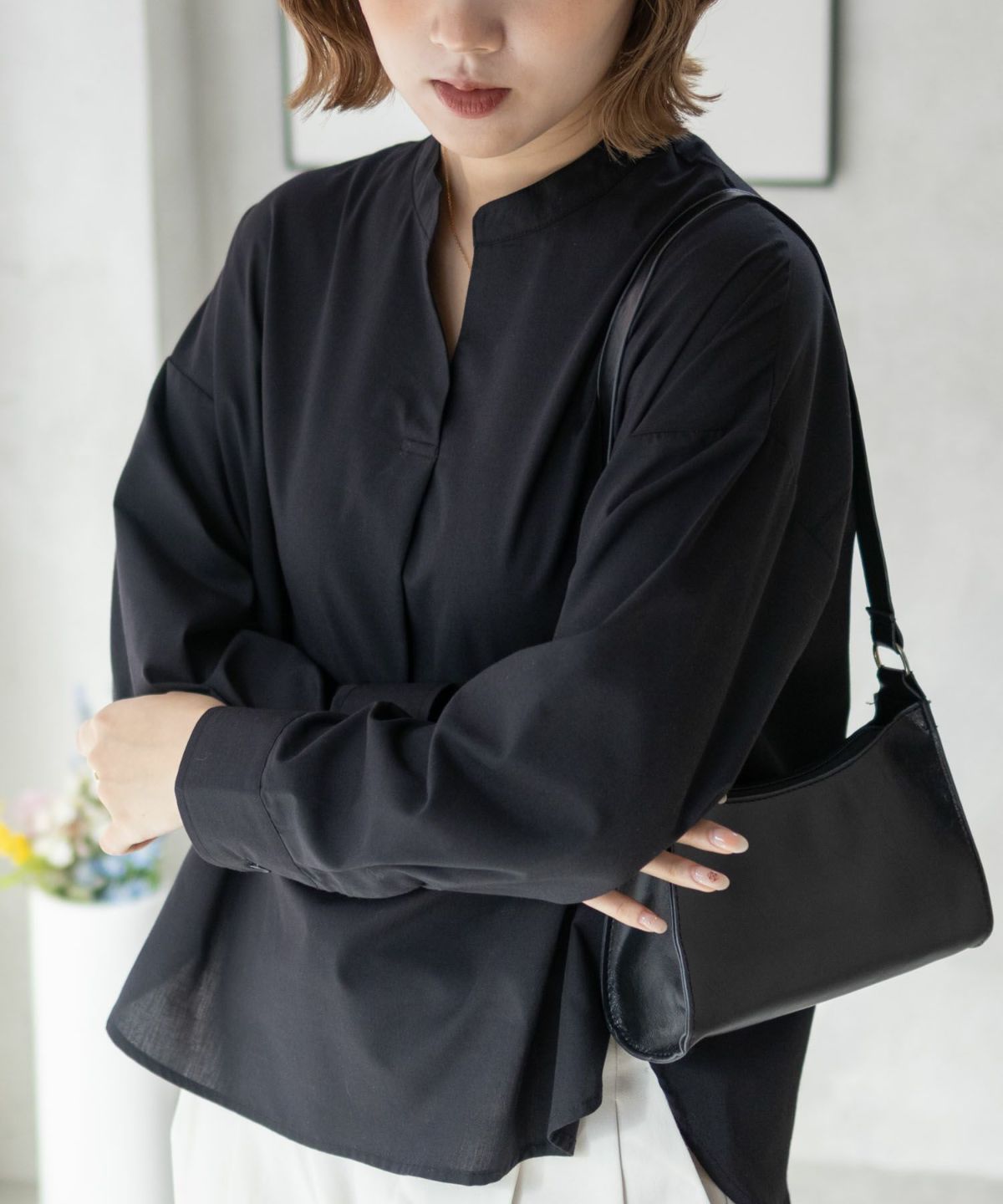 nAvy スキッパーブラウス レディース