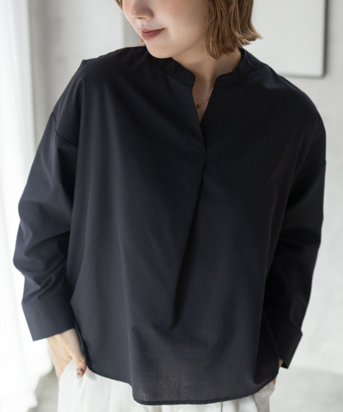 nAvy スキッパーブラウス レディース