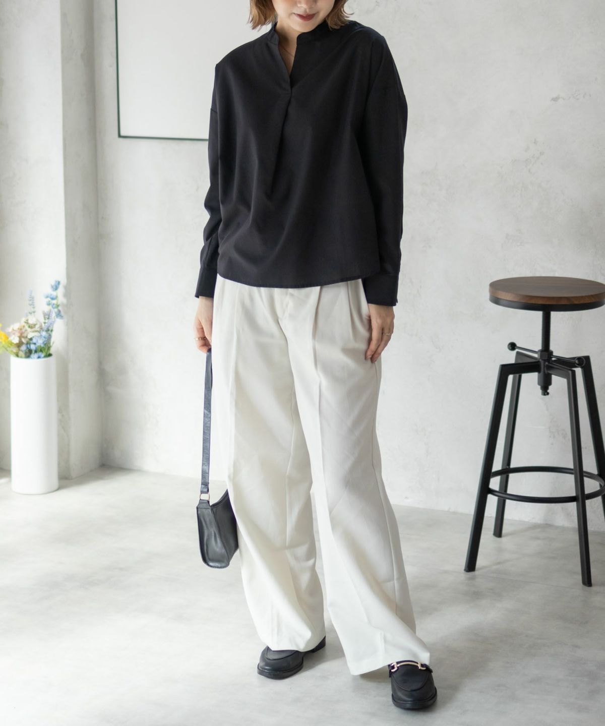 nAvy スキッパーブラウス レディース