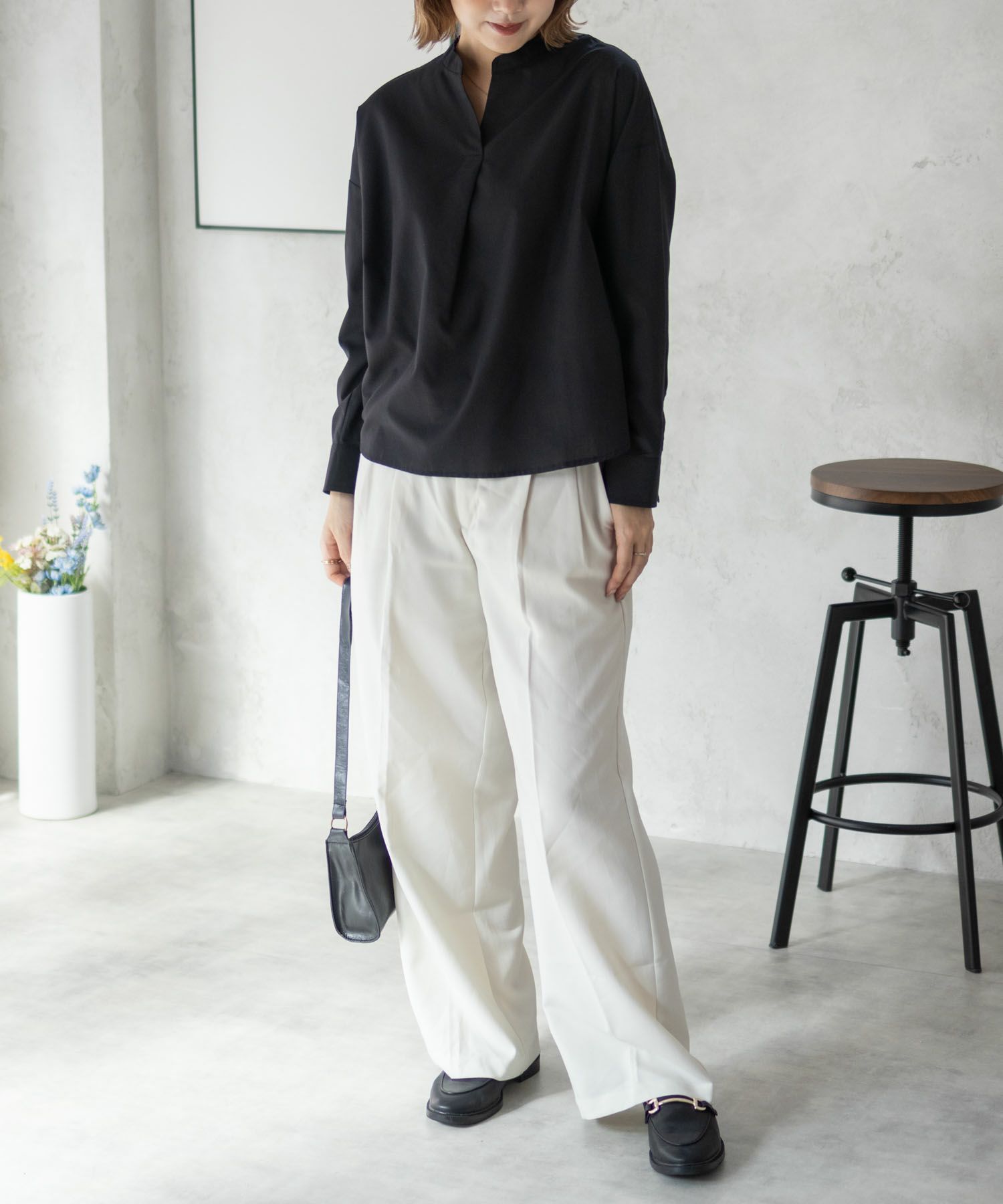 nAvy スキッパーブラウス レディース