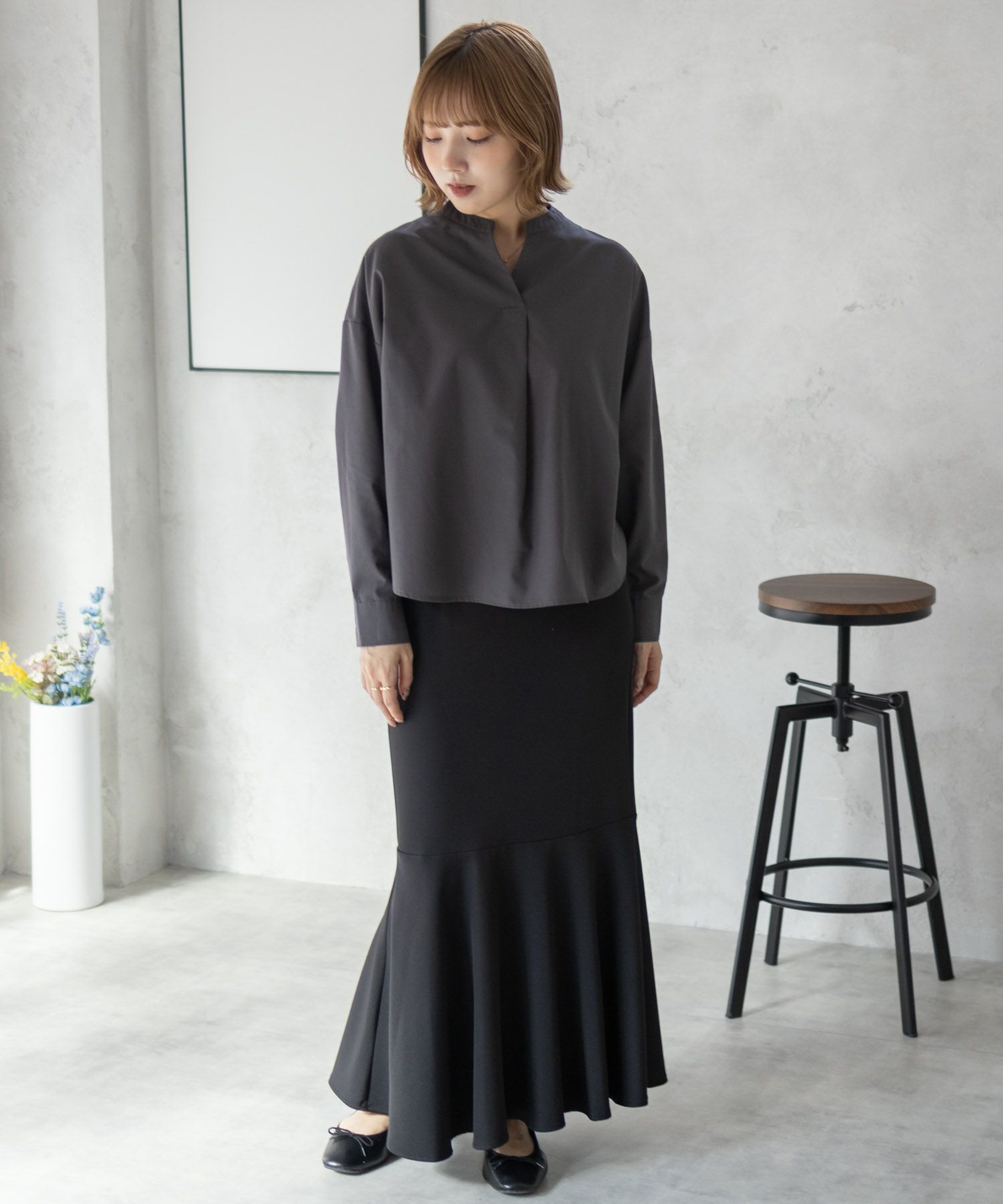 nAvy スキッパーブラウス レディース