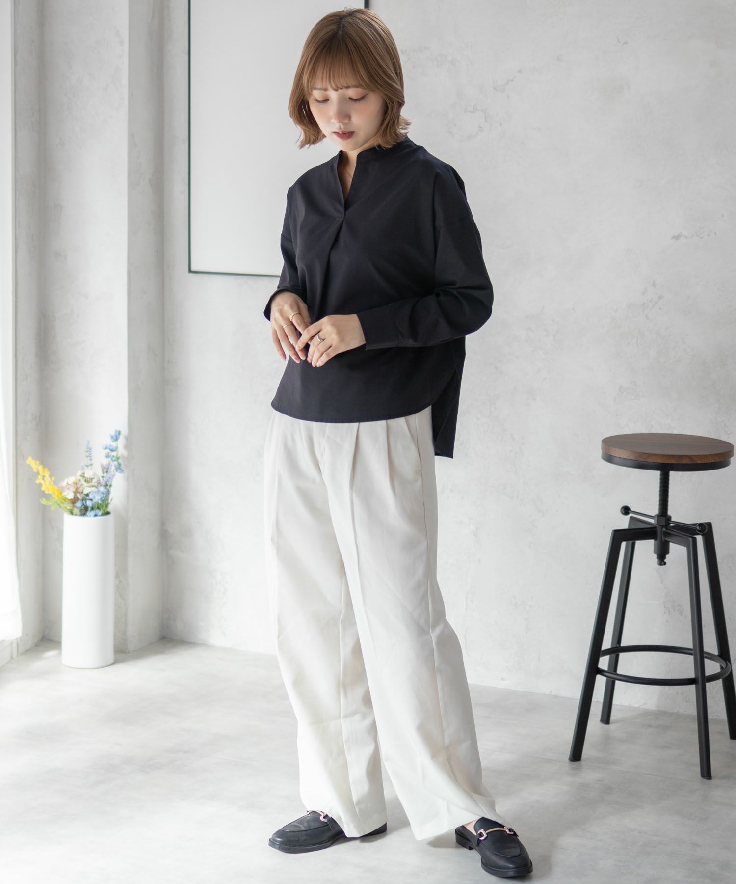 nAvy スキッパーブラウス レディース