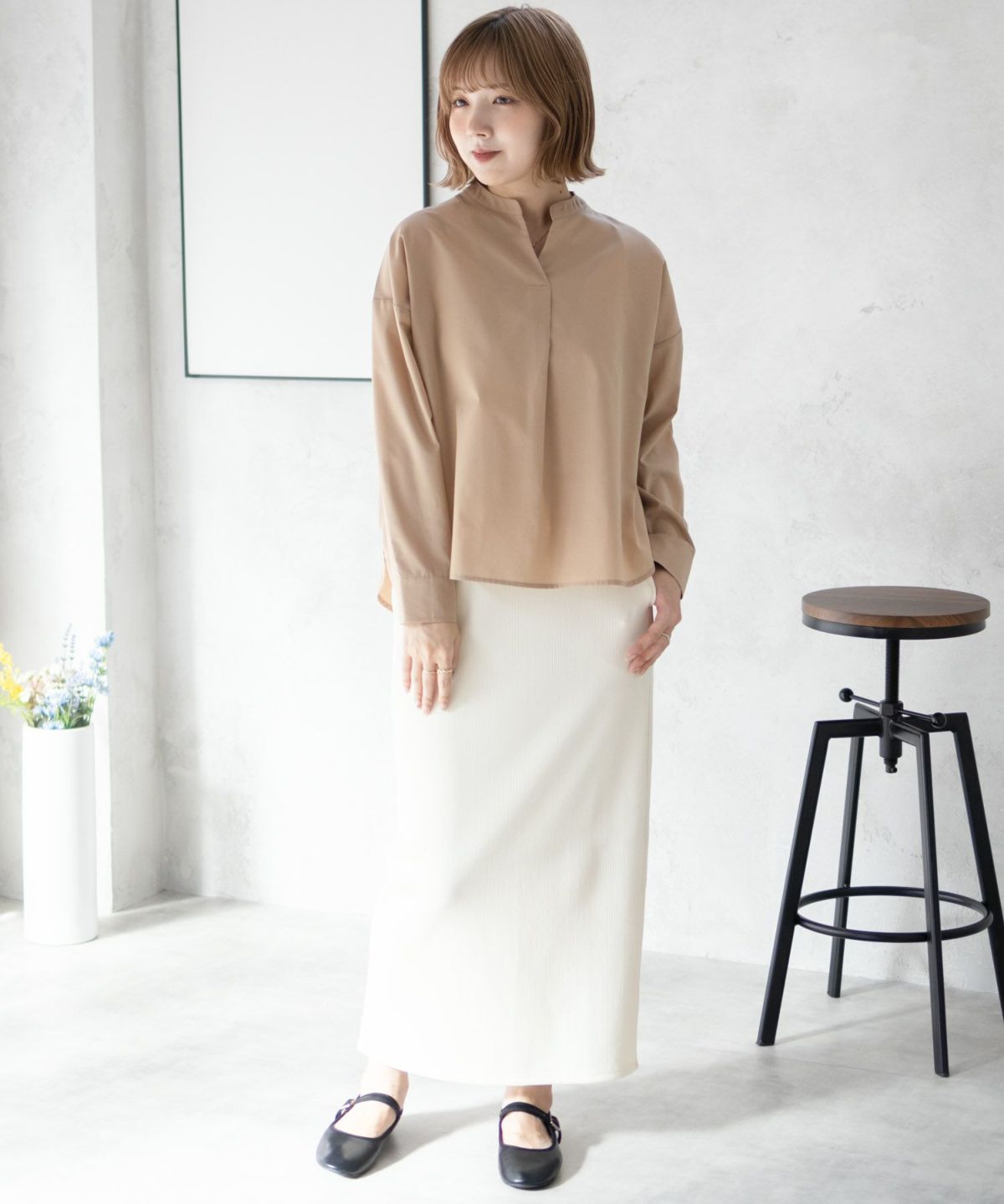 nAvy スキッパーブラウス レディース