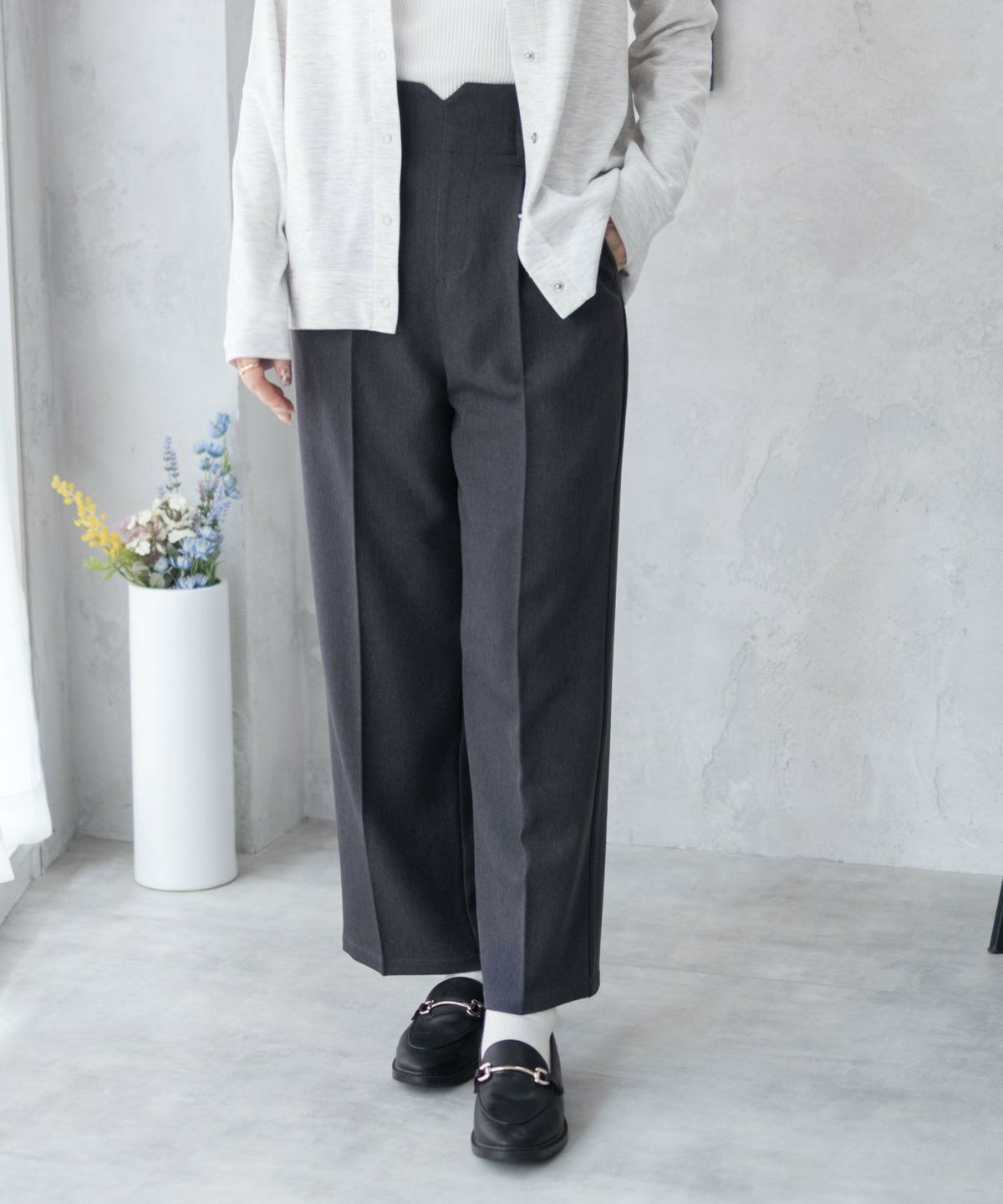 nAvy ハイウエストワイドストレートパンツ レディース