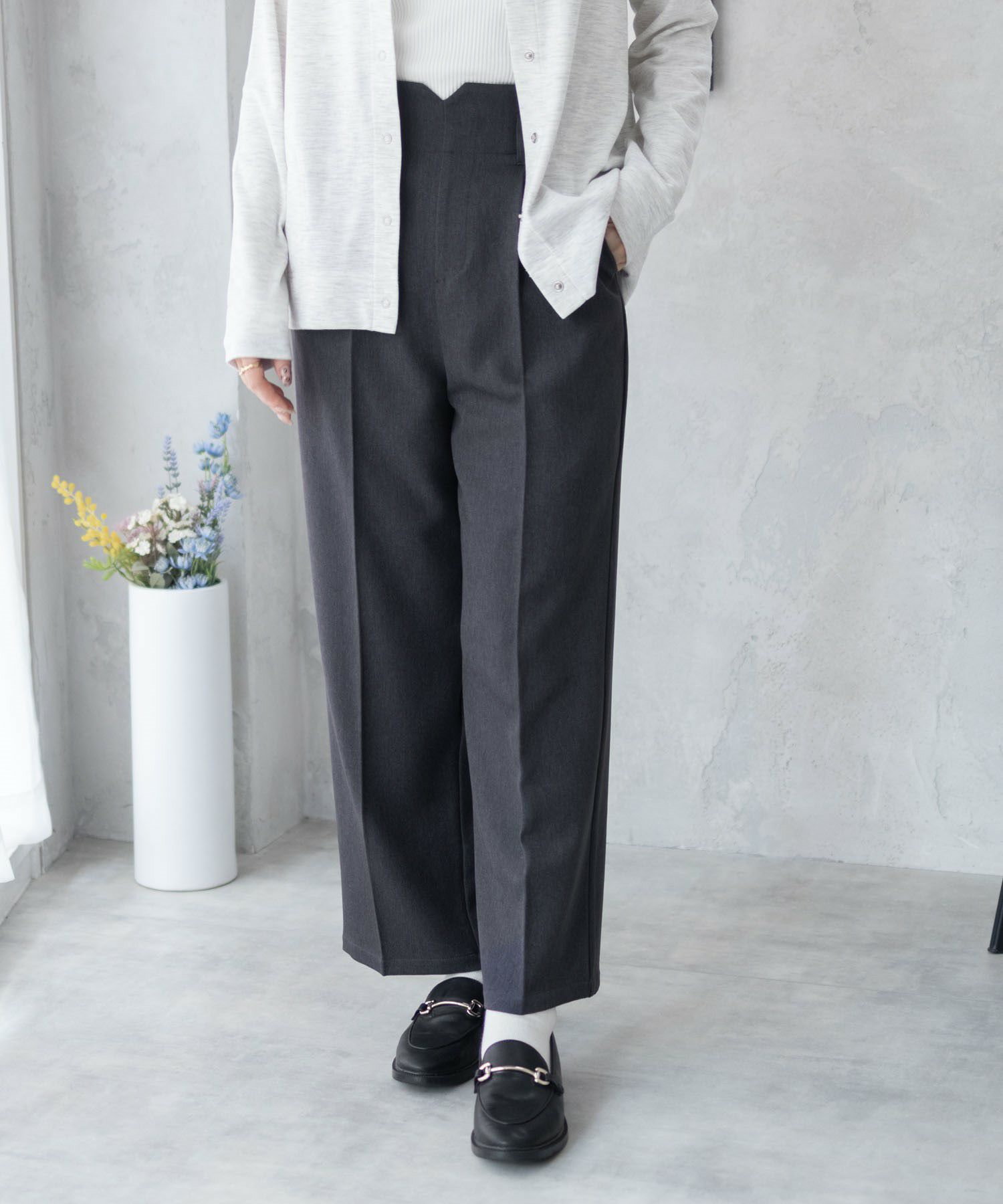 nAvy ハイウエストワイドストレートパンツ レディース