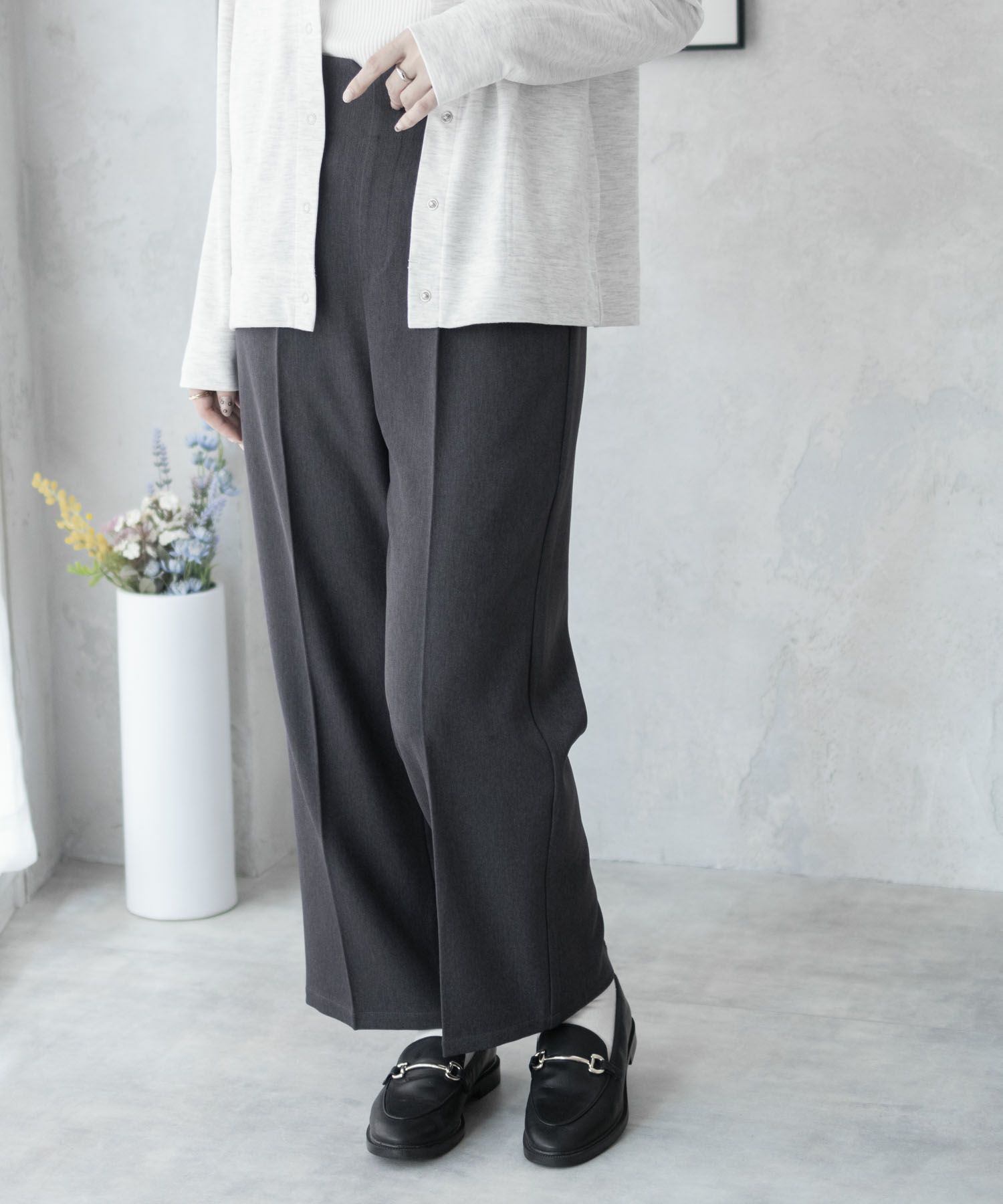 nAvy ハイウエストワイドストレートパンツ レディース