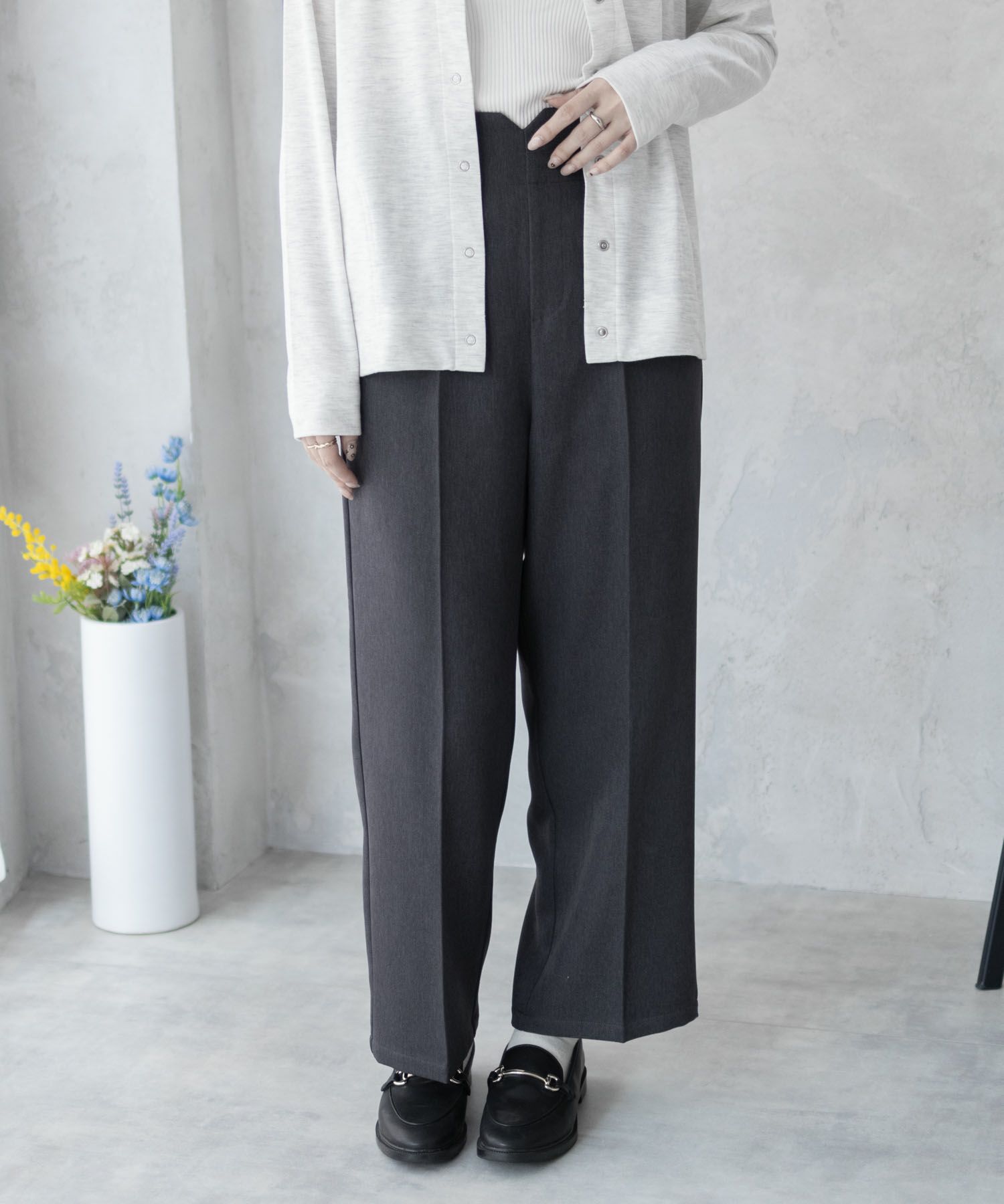 nAvy ハイウエストワイドストレートパンツ レディース