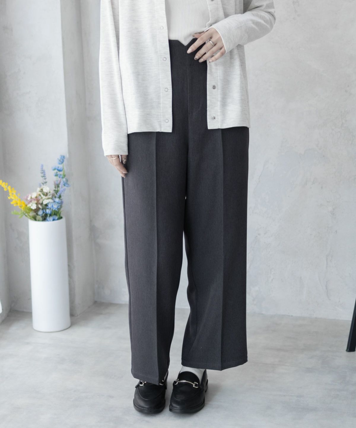 nAvy ハイウエストワイドストレートパンツ レディース