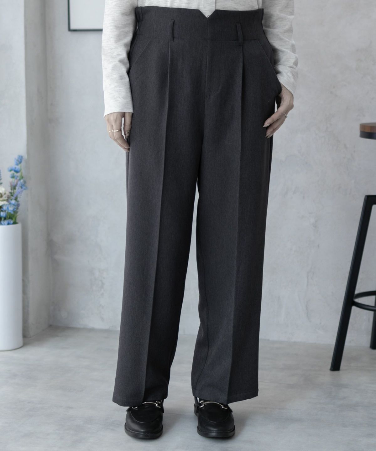 nAvy ハイウエストワイドストレートパンツ レディース