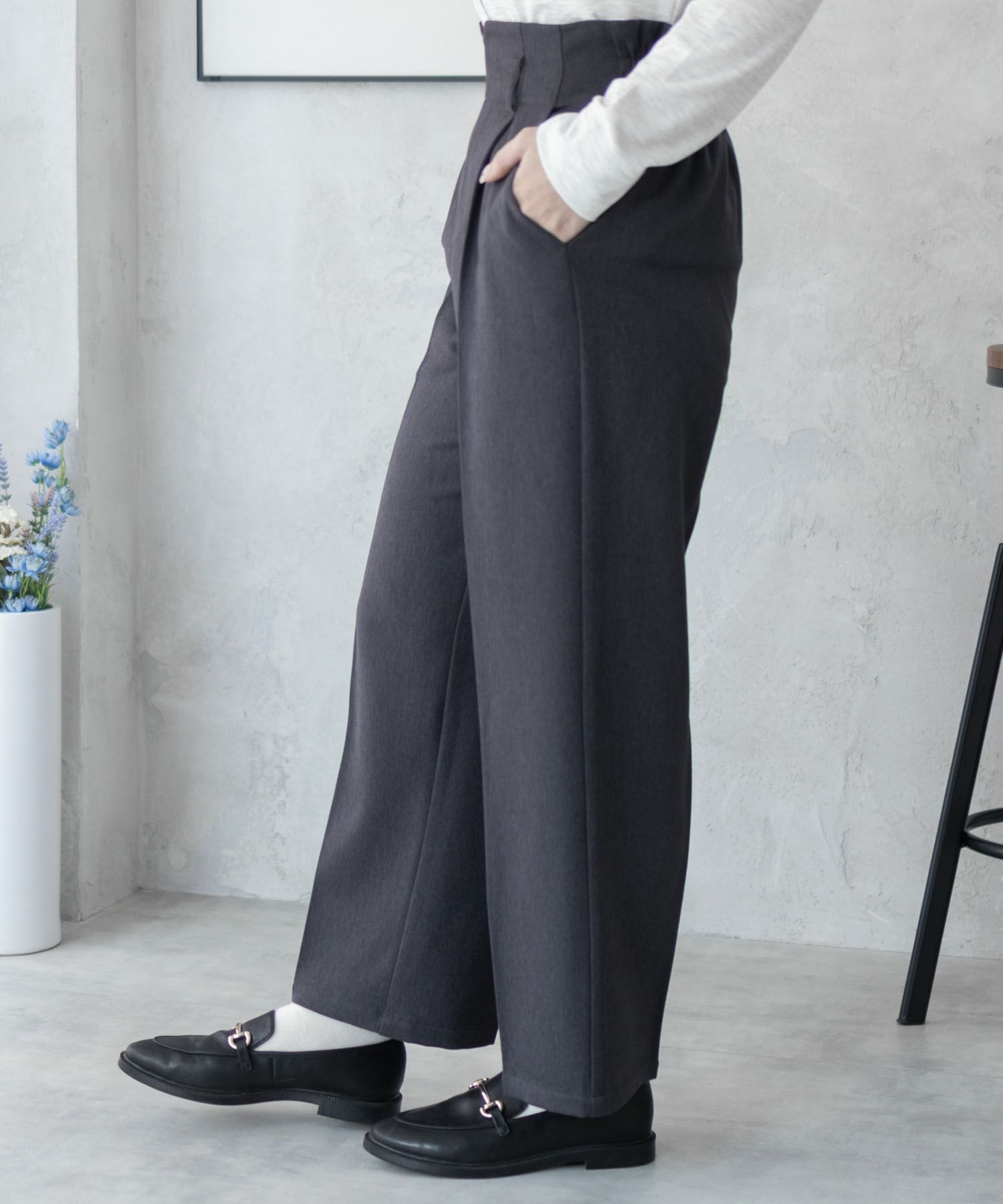 nAvy ハイウエストワイドストレートパンツ レディース