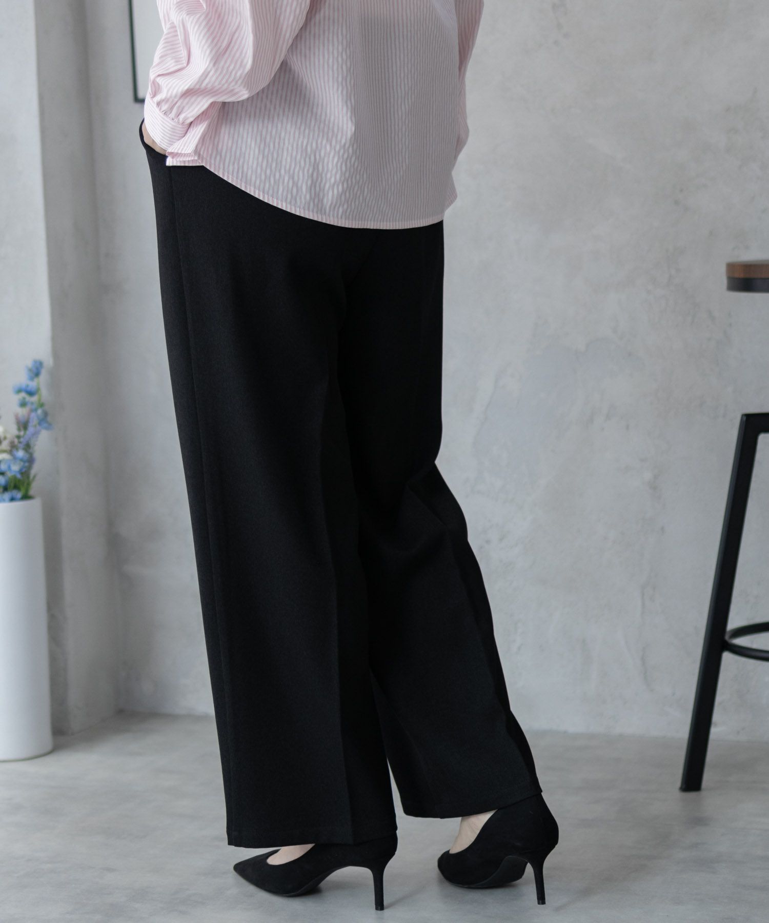 nAvy ハイウエストワイドストレートパンツ レディース