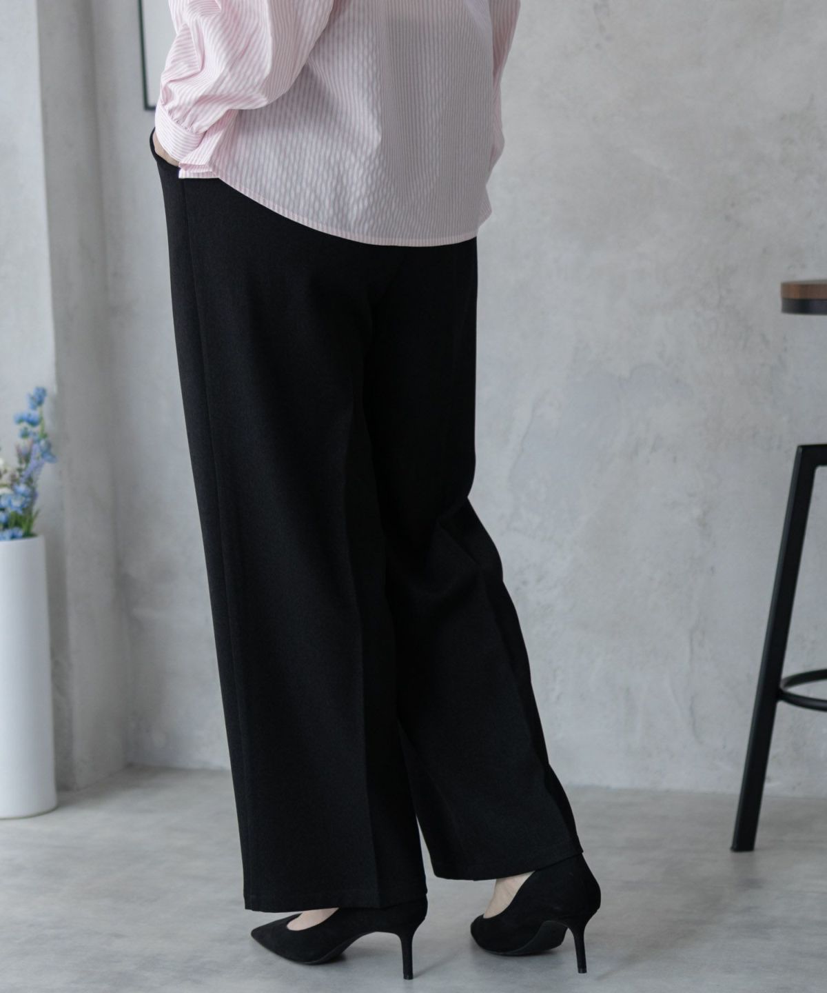 nAvy ハイウエストワイドストレートパンツ レディース