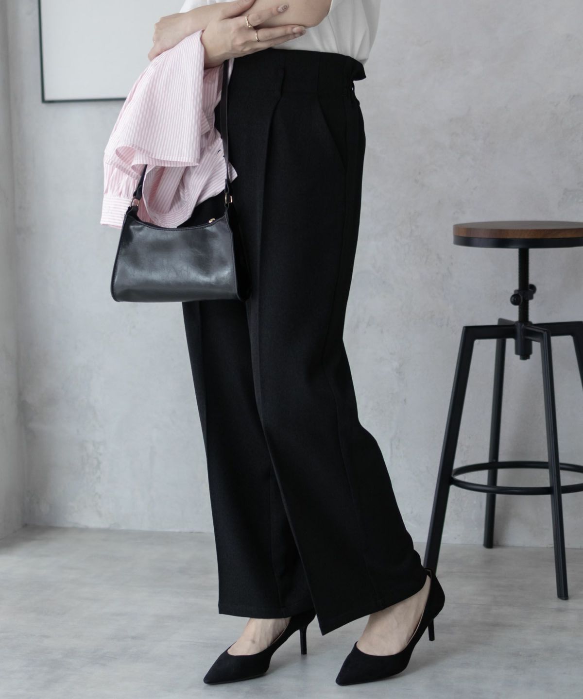 nAvy ハイウエストワイドストレートパンツ レディース