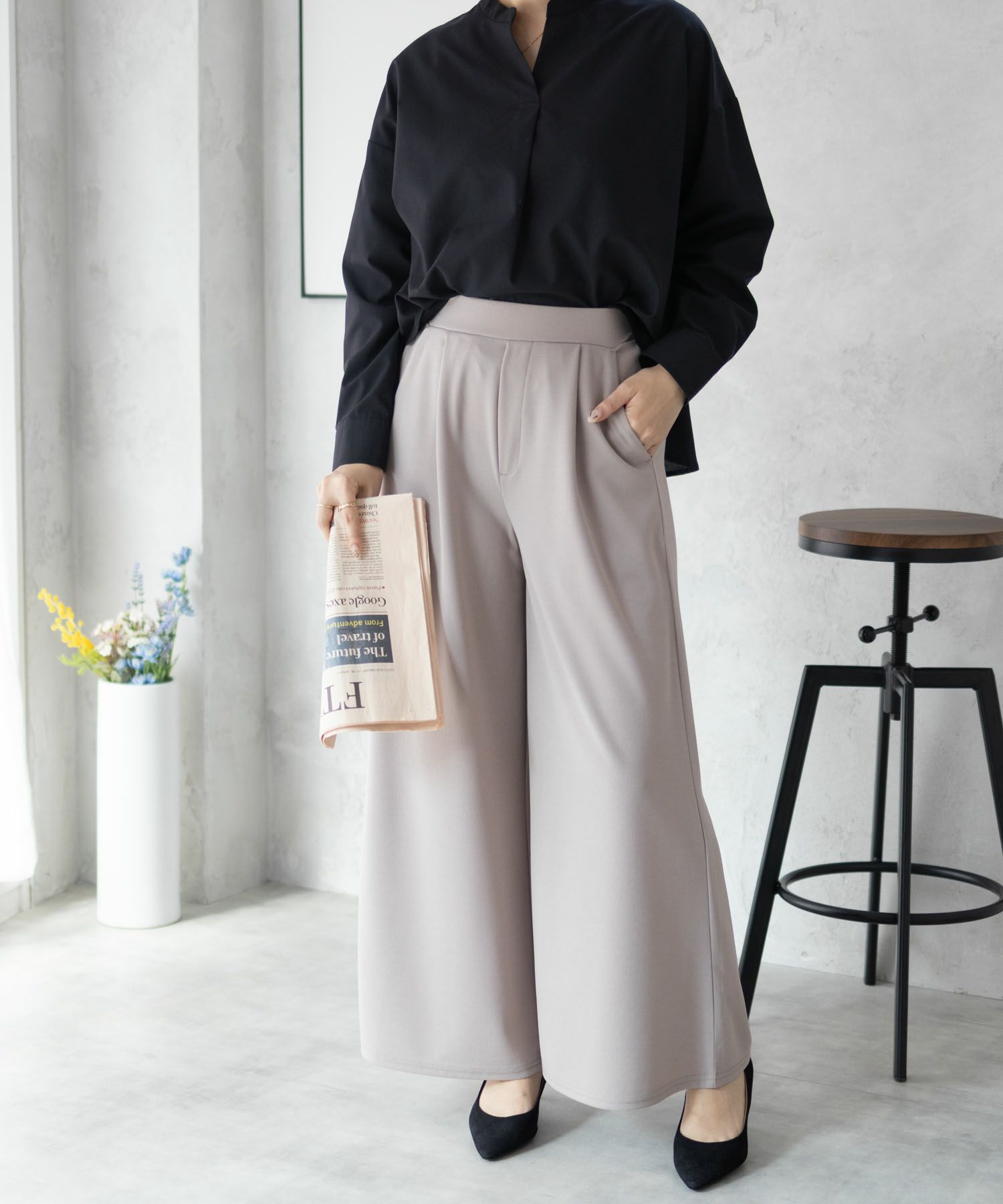 nAvy ジョーゼットワイドパンツ レディース商品画像-5