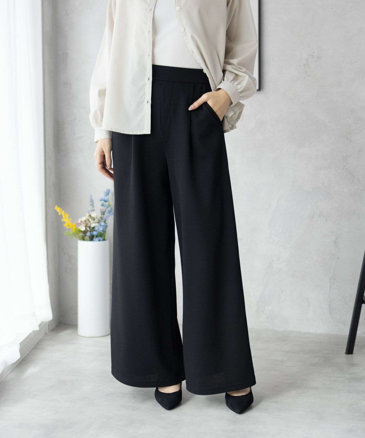 nAvy ジョーゼットワイドパンツ レディース商品画像-12