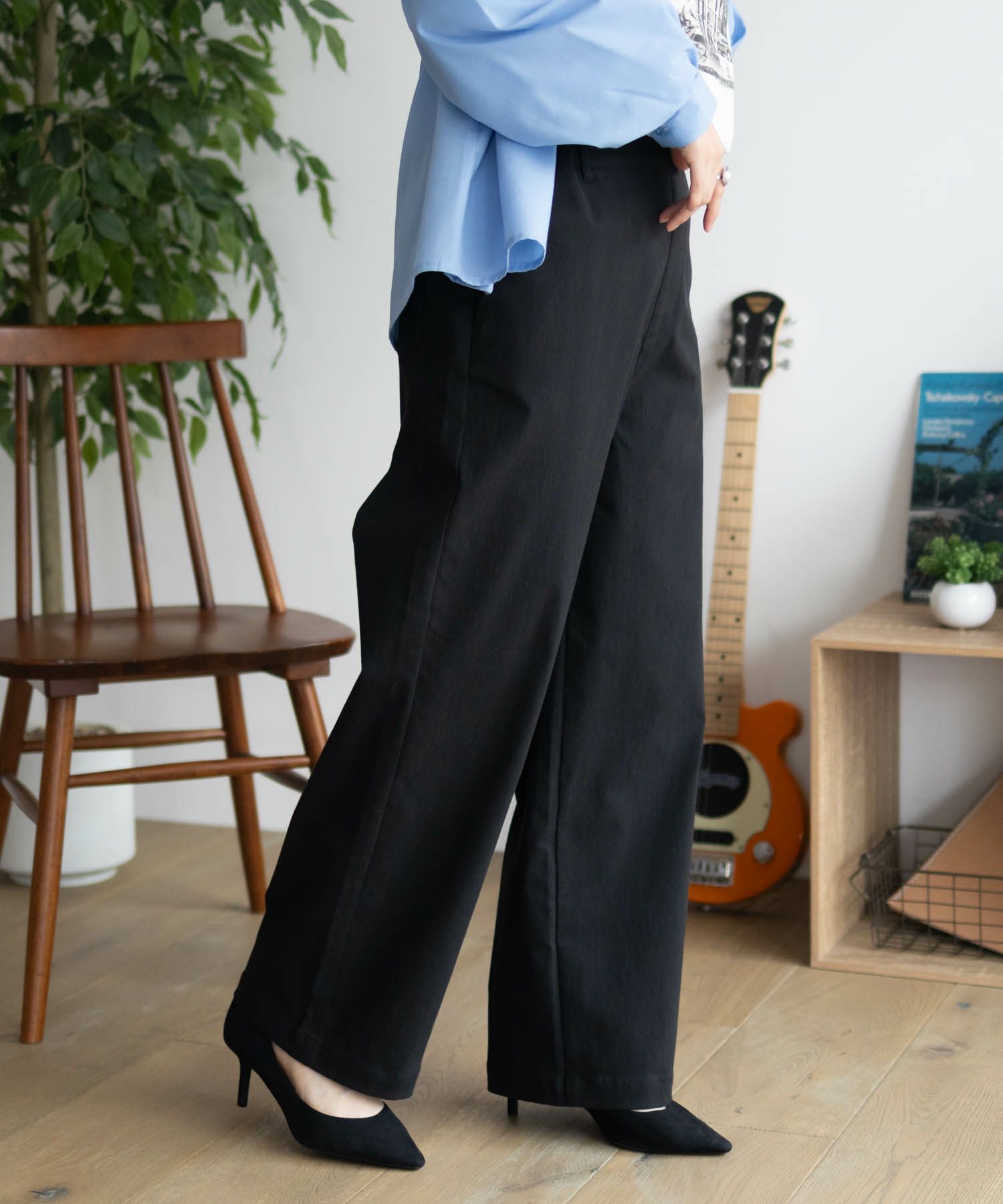 nAvy ストレッチワイドパンツ レディース