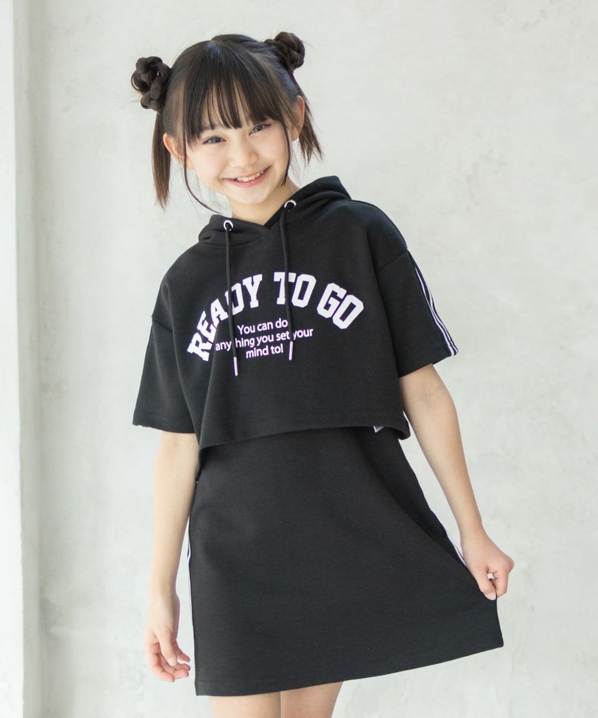 RICH MIX ポンチ素材 パーカーラインワンピースアンサンブル キッズ