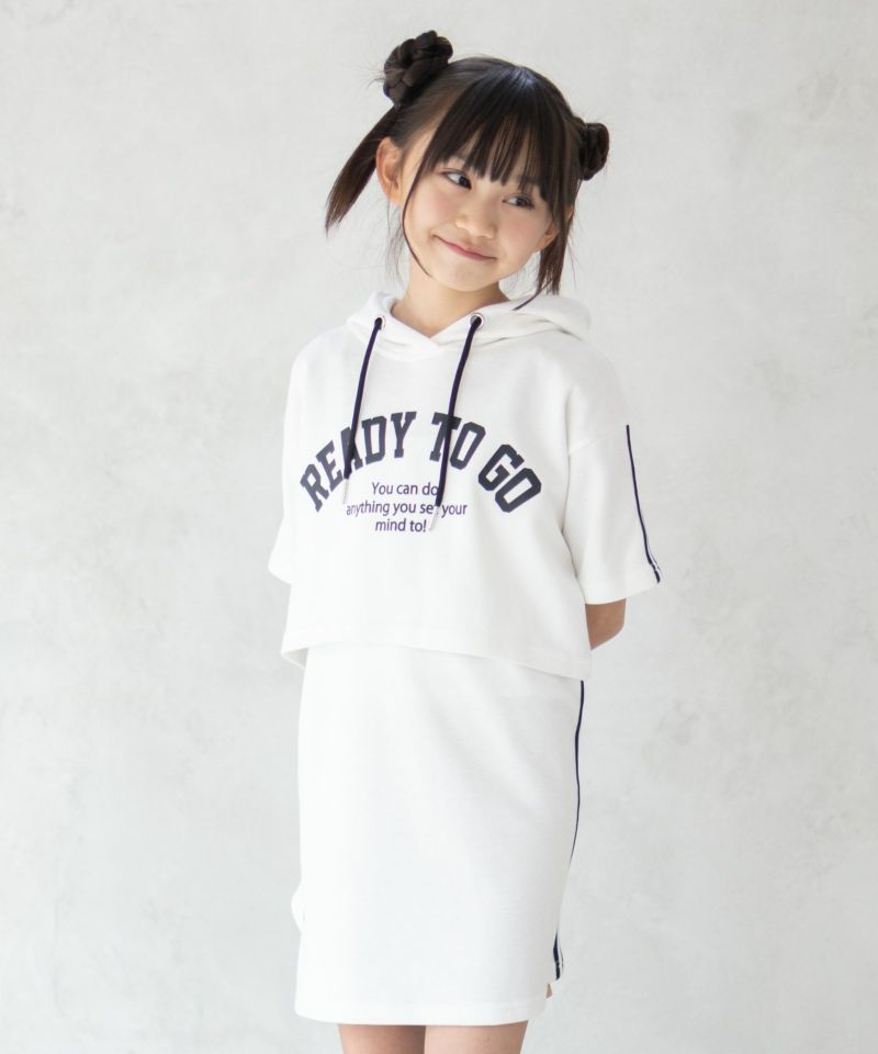 RICH MIX  ポンチ素材 パーカーラインワンピースアンサンブル キッズ商品画像-2