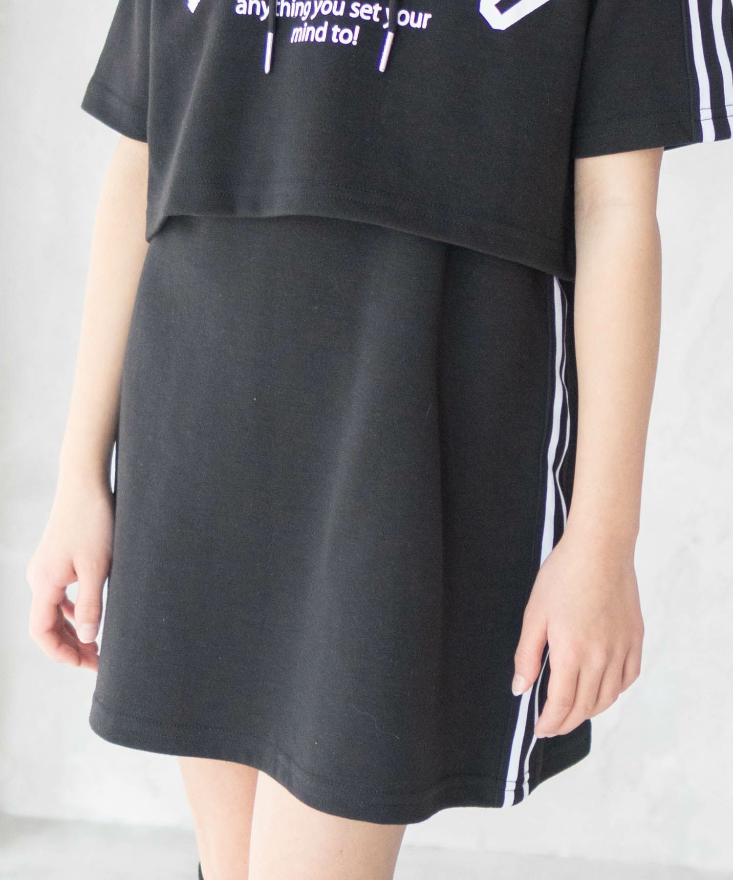 RICH MIX ポンチ素材 パーカーラインワンピースアンサンブル キッズ