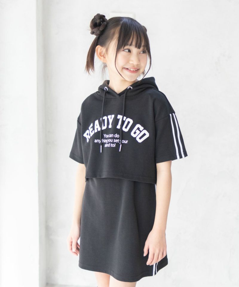 RICH MIX  ポンチ素材 パーカーラインワンピースアンサンブル キッズ商品画像-5