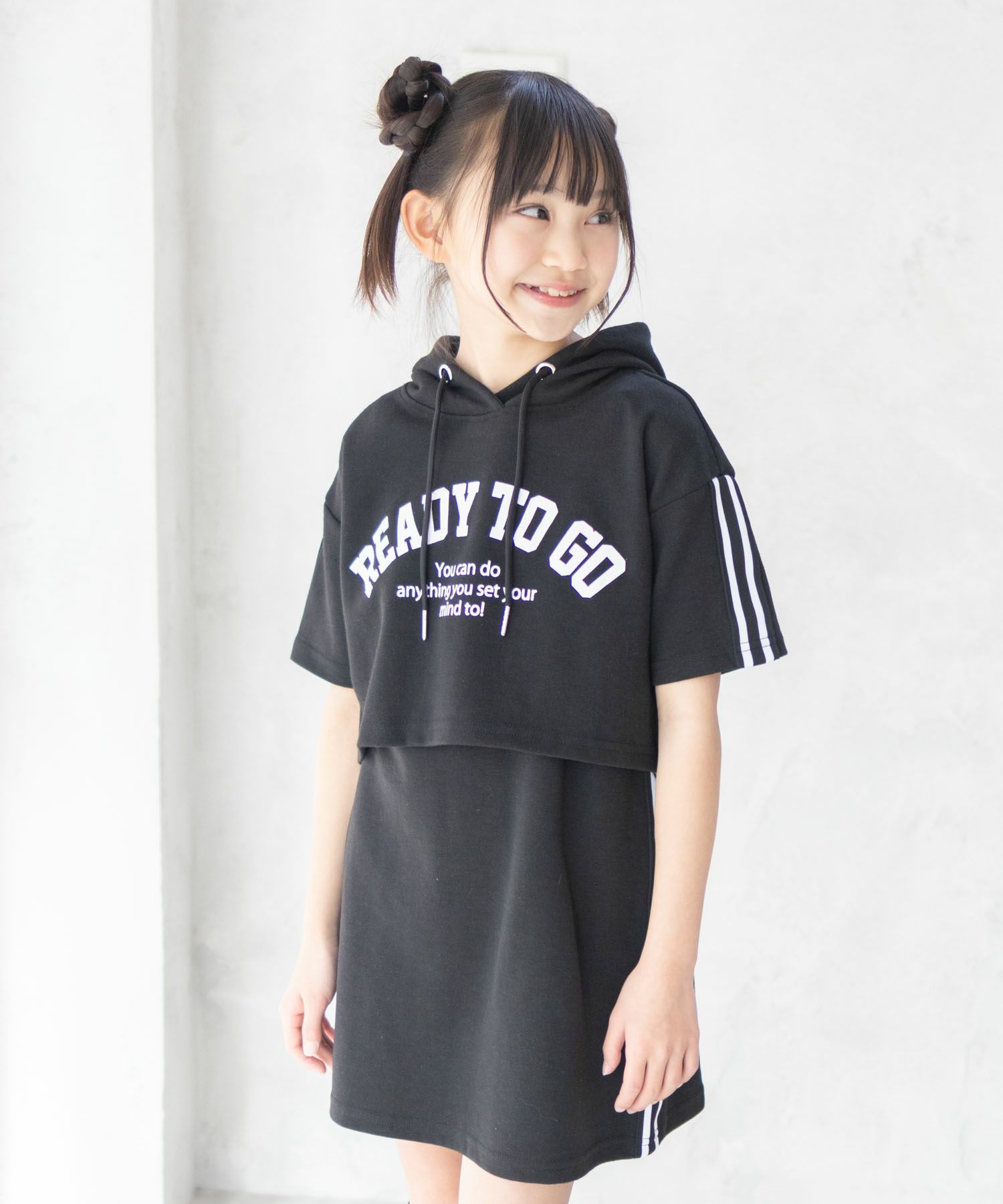 RICH MIX ポンチ素材 パーカーラインワンピースアンサンブル キッズ商品画像-5