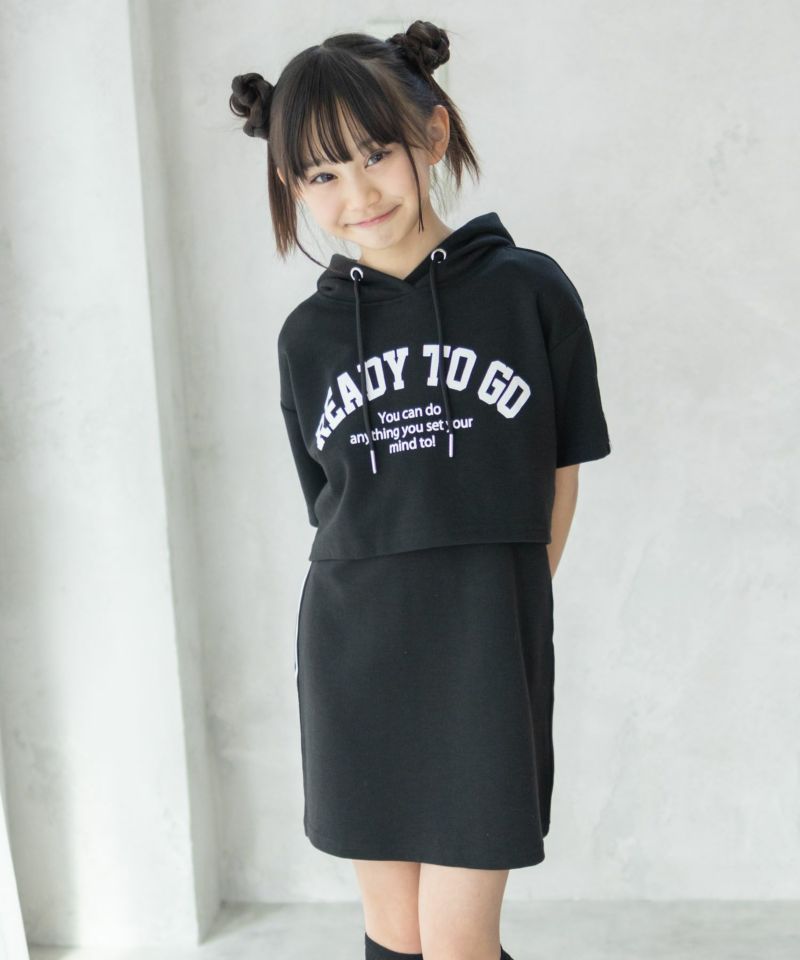 RICH MIX  ポンチ素材 パーカーラインワンピースアンサンブル キッズ商品画像-6