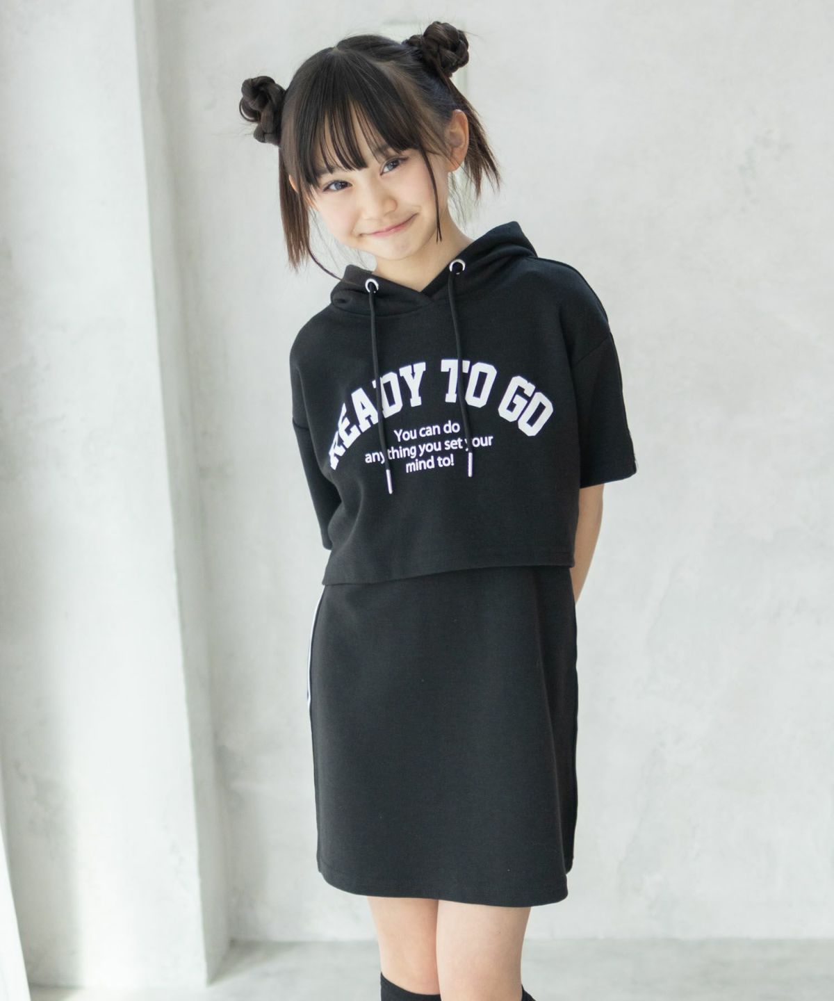 RICH MIX ポンチ素材 パーカーラインワンピースアンサンブル キッズ