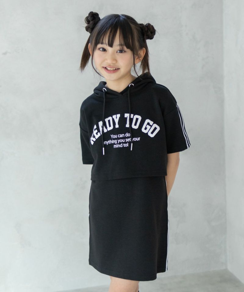 RICH MIX  ポンチ素材 パーカーラインワンピースアンサンブル キッズ商品画像-7