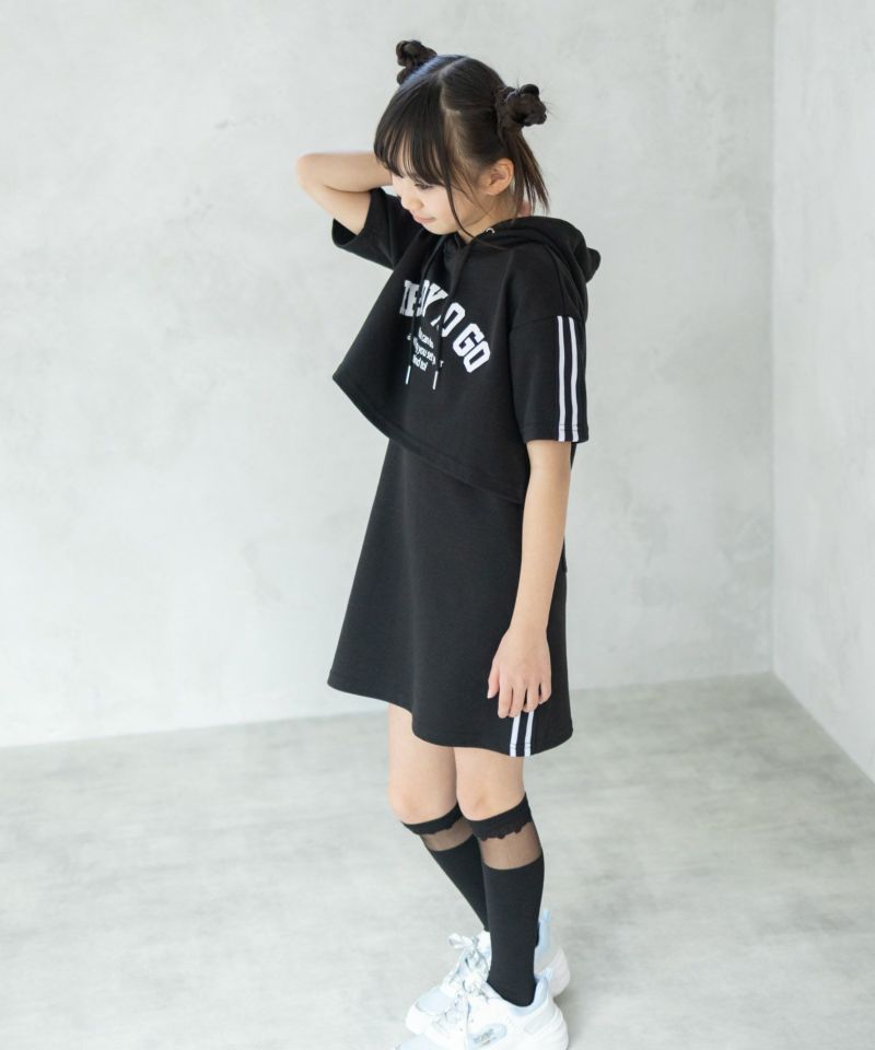 RICH MIX  ポンチ素材 パーカーラインワンピースアンサンブル キッズ商品画像-8