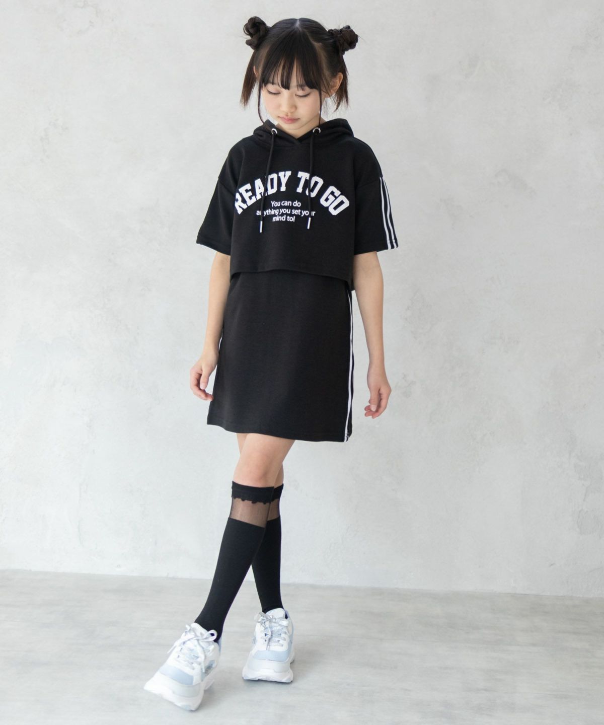 RICH MIX ポンチ素材 パーカーラインワンピースアンサンブル キッズ