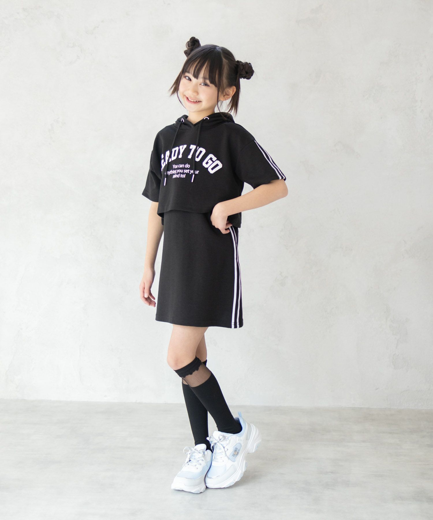 RICH MIX  ポンチ素材 パーカーラインワンピースアンサンブル キッズ商品サムネイル-12