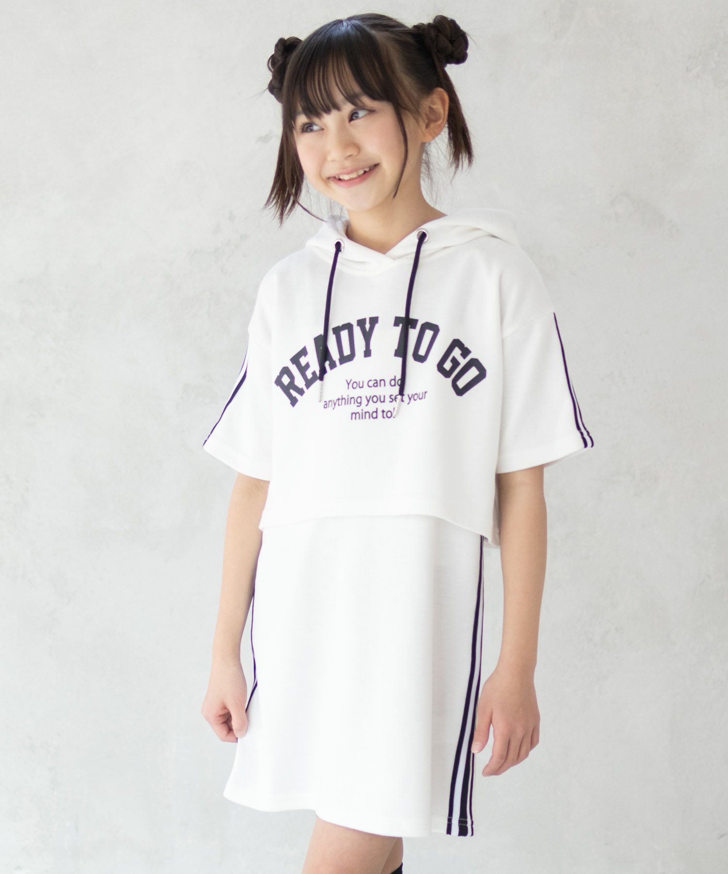 RICH MIX  ポンチ素材 パーカーラインワンピースアンサンブル キッズ商品画像-15