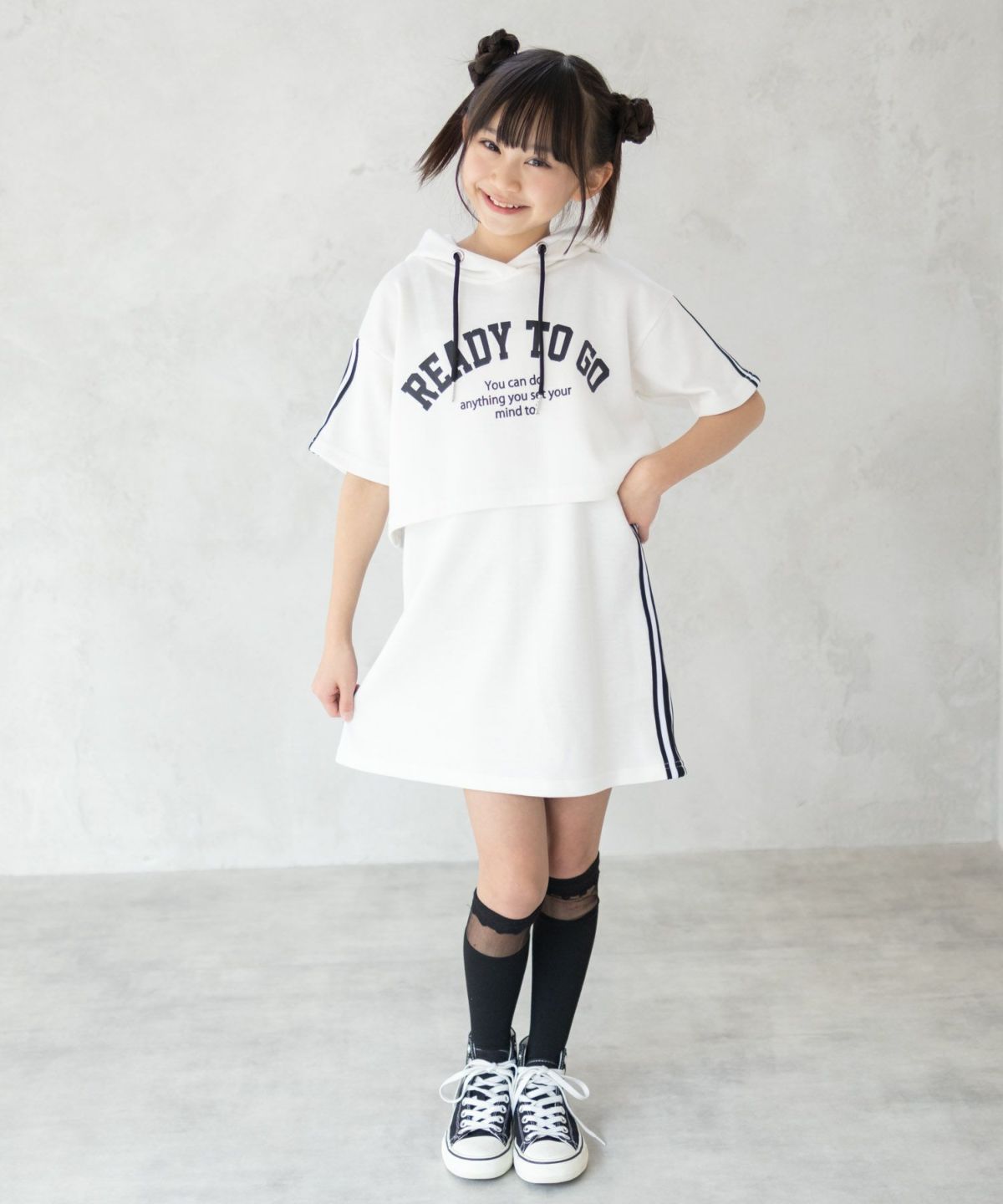 RICH MIX ポンチ素材 パーカーラインワンピースアンサンブル キッズ